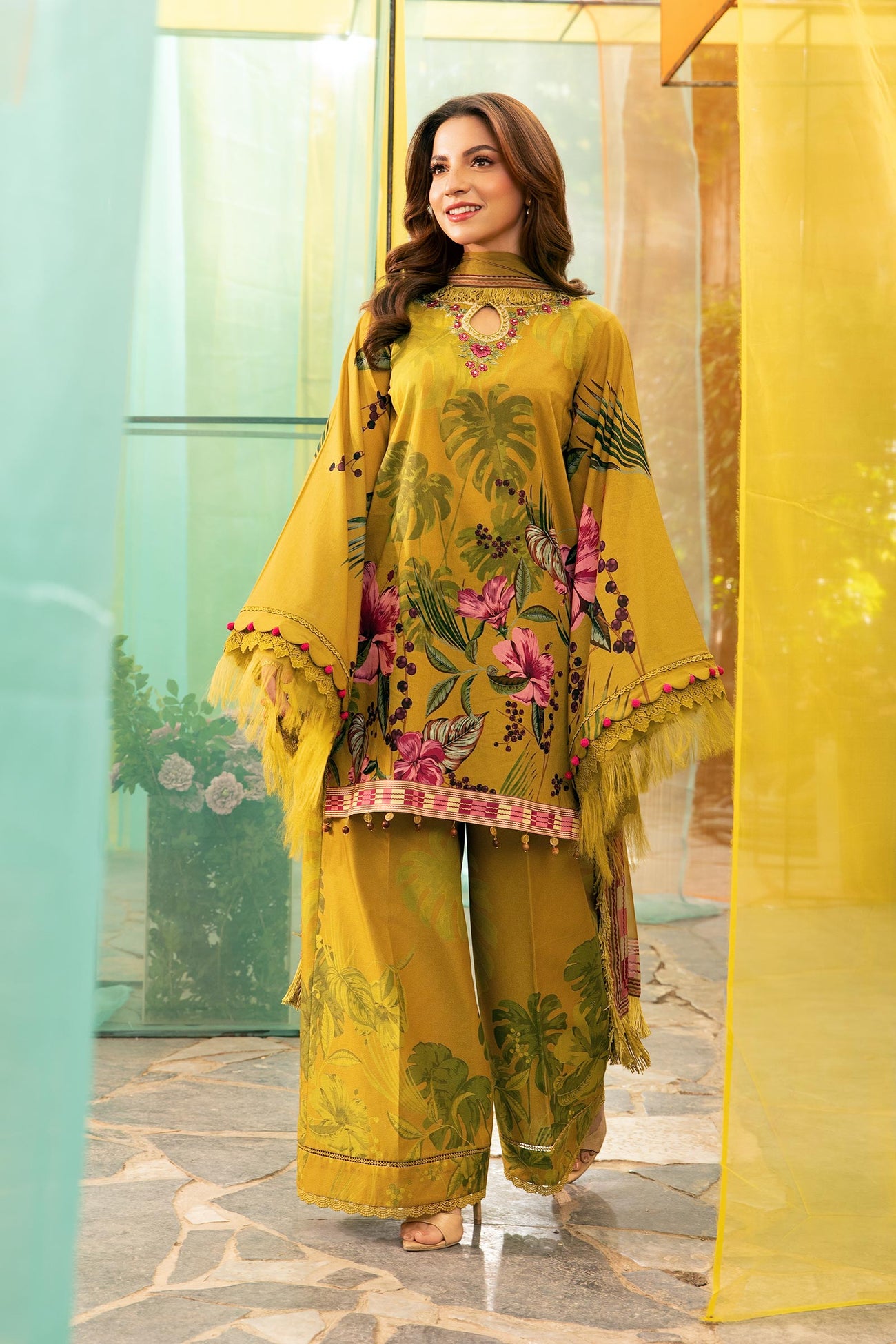 3 Pc Unstitched Embroidered Lawn Suit | MB-CUS25-710A