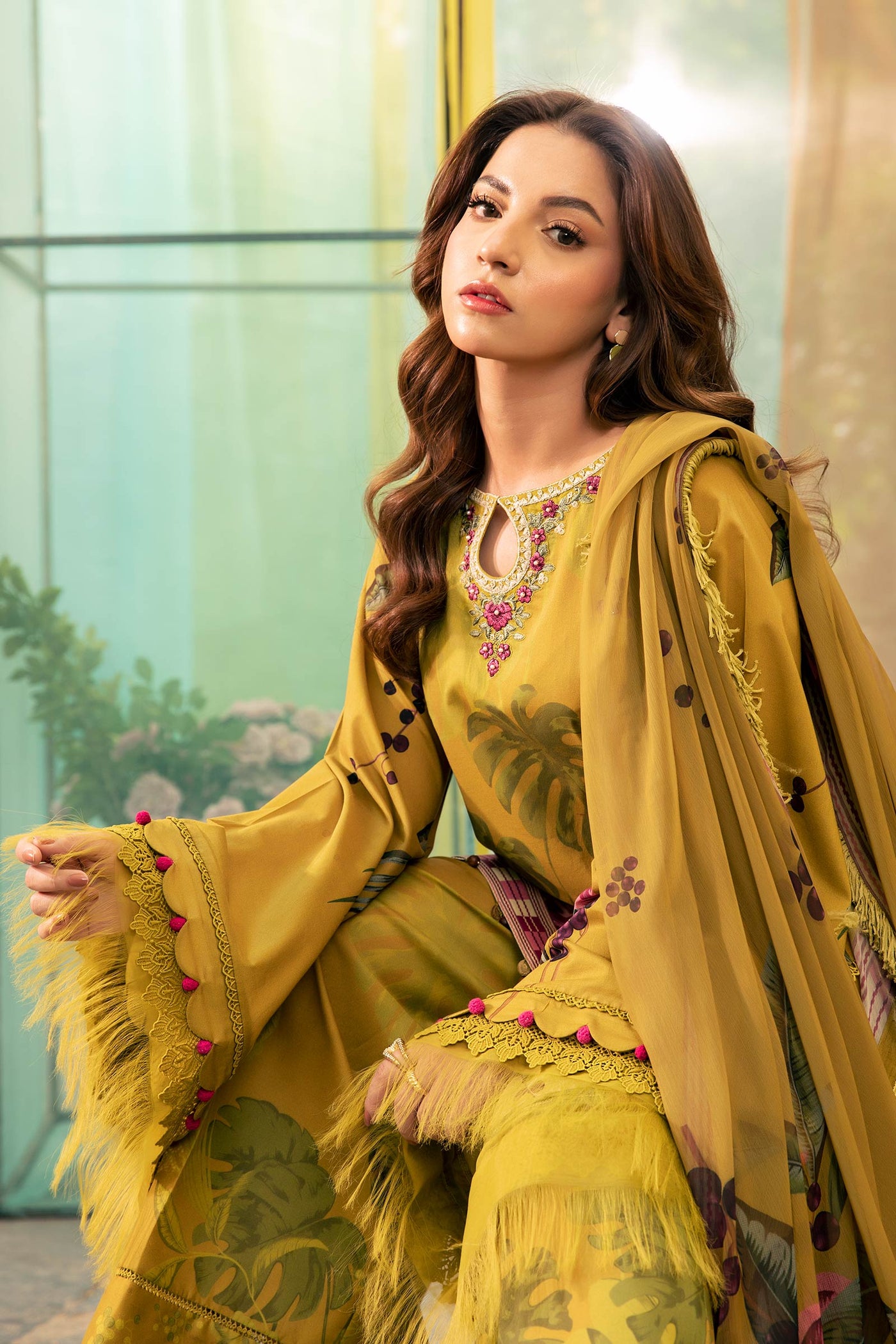 3 Pc Unstitched Embroidered Lawn Suit | MB-CUS25-710A