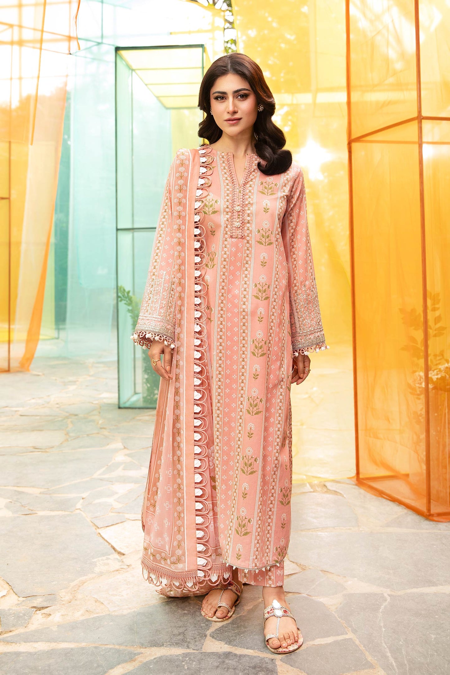 3 Pc Unstitched Embroidered Lawn Suit | MB-CUS25-711B