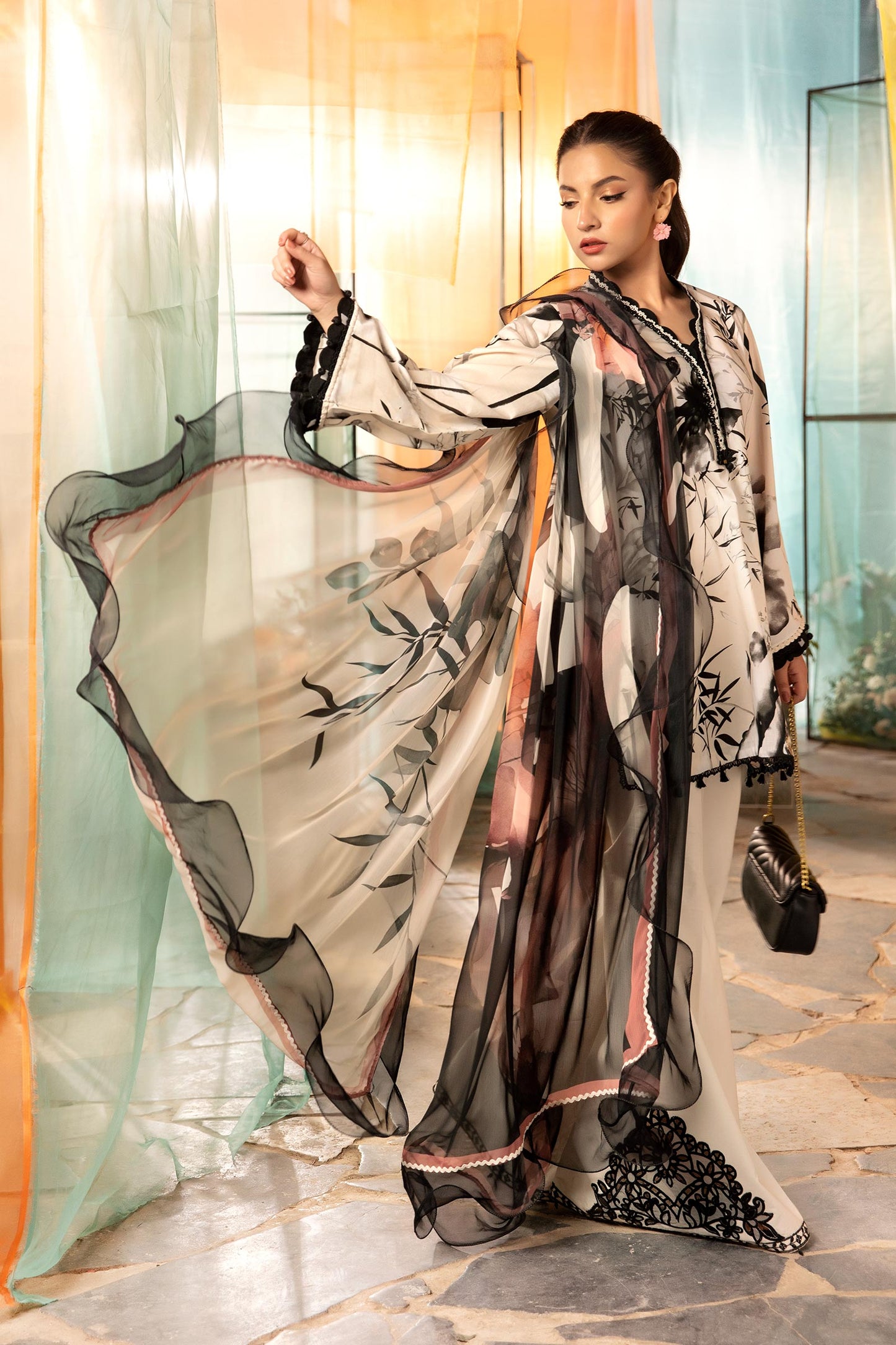 3 Pc Unstitched Embroidered Lawn Suit | MB-CUS25-713B