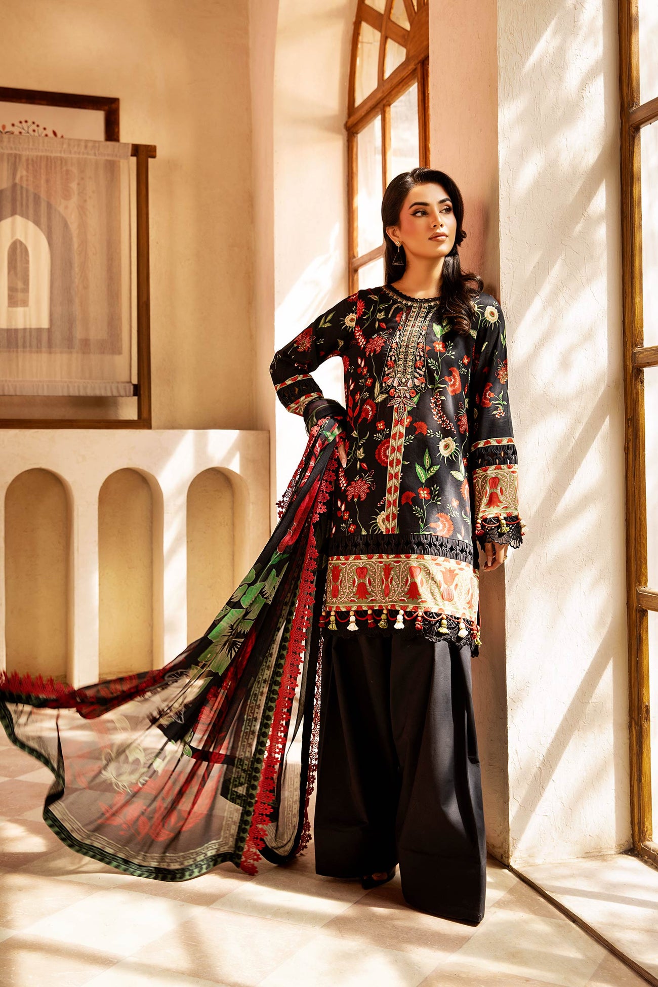 3 Pc Unstitched Embroidered Lawn Suit | MB-CUS25-901A