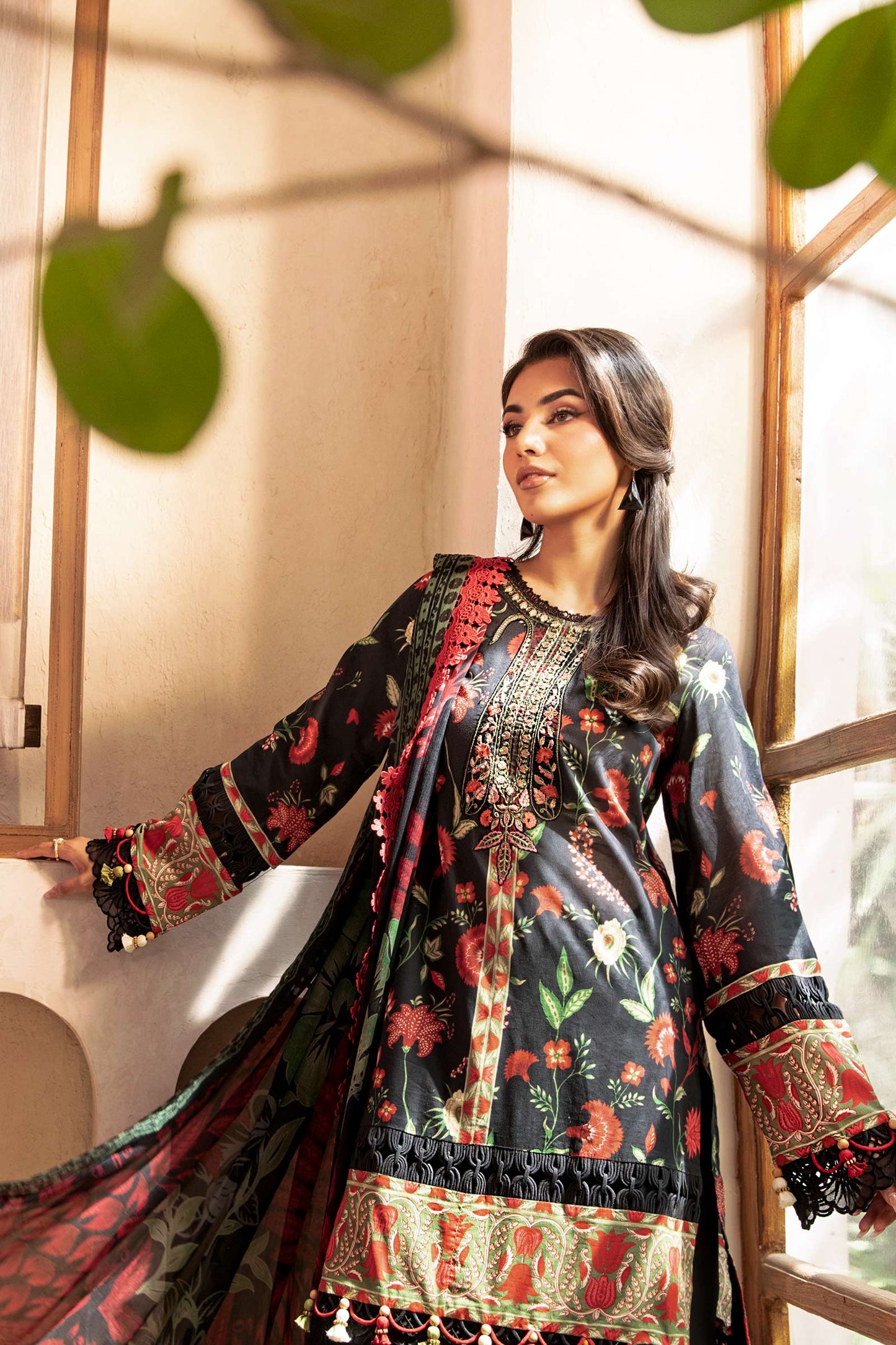 3 Pc Unstitched Embroidered Lawn Suit | MB-CUS25-901A