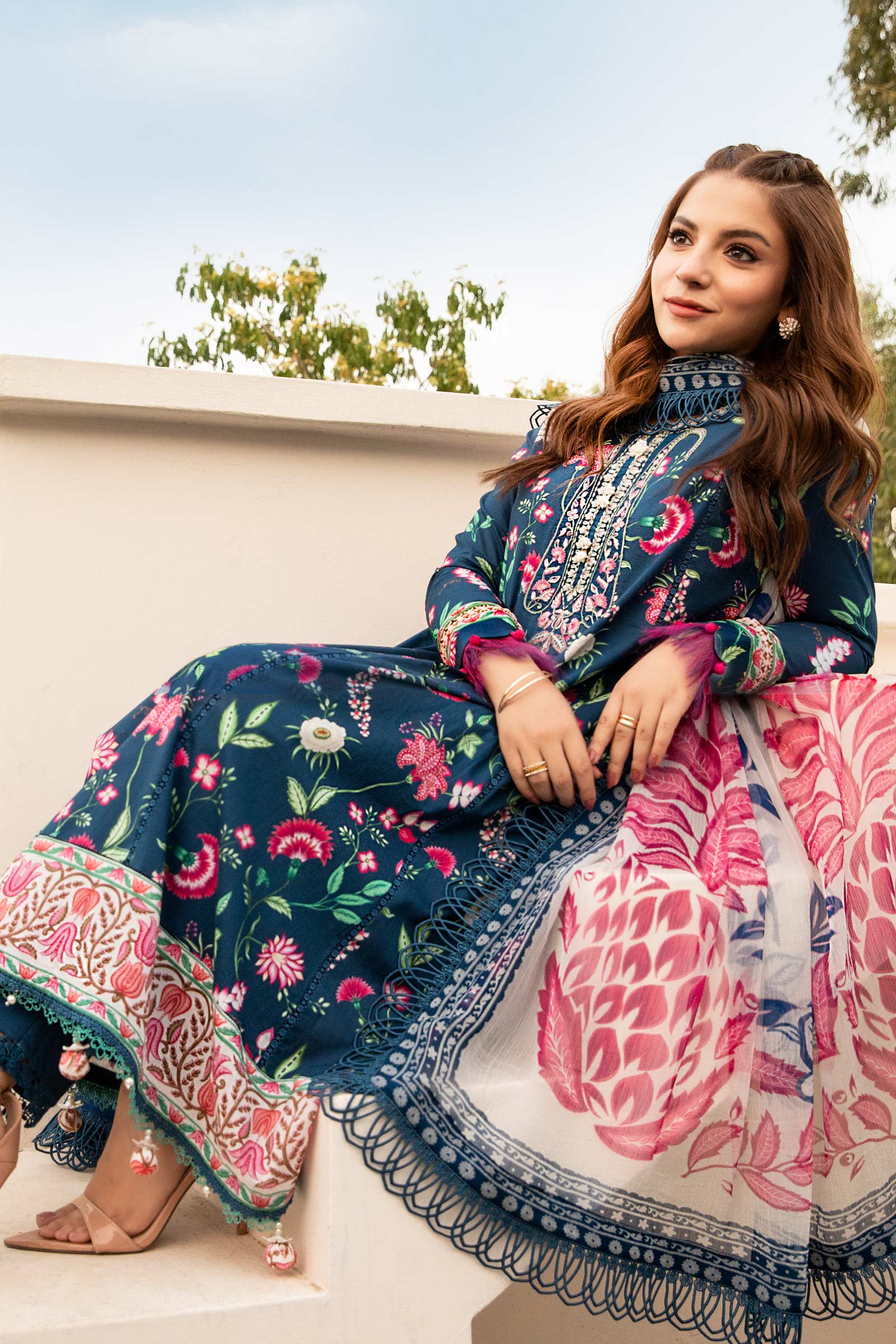 3 Pc Unstitched Embroidered Lawn Suit | MB-CUS25-901B