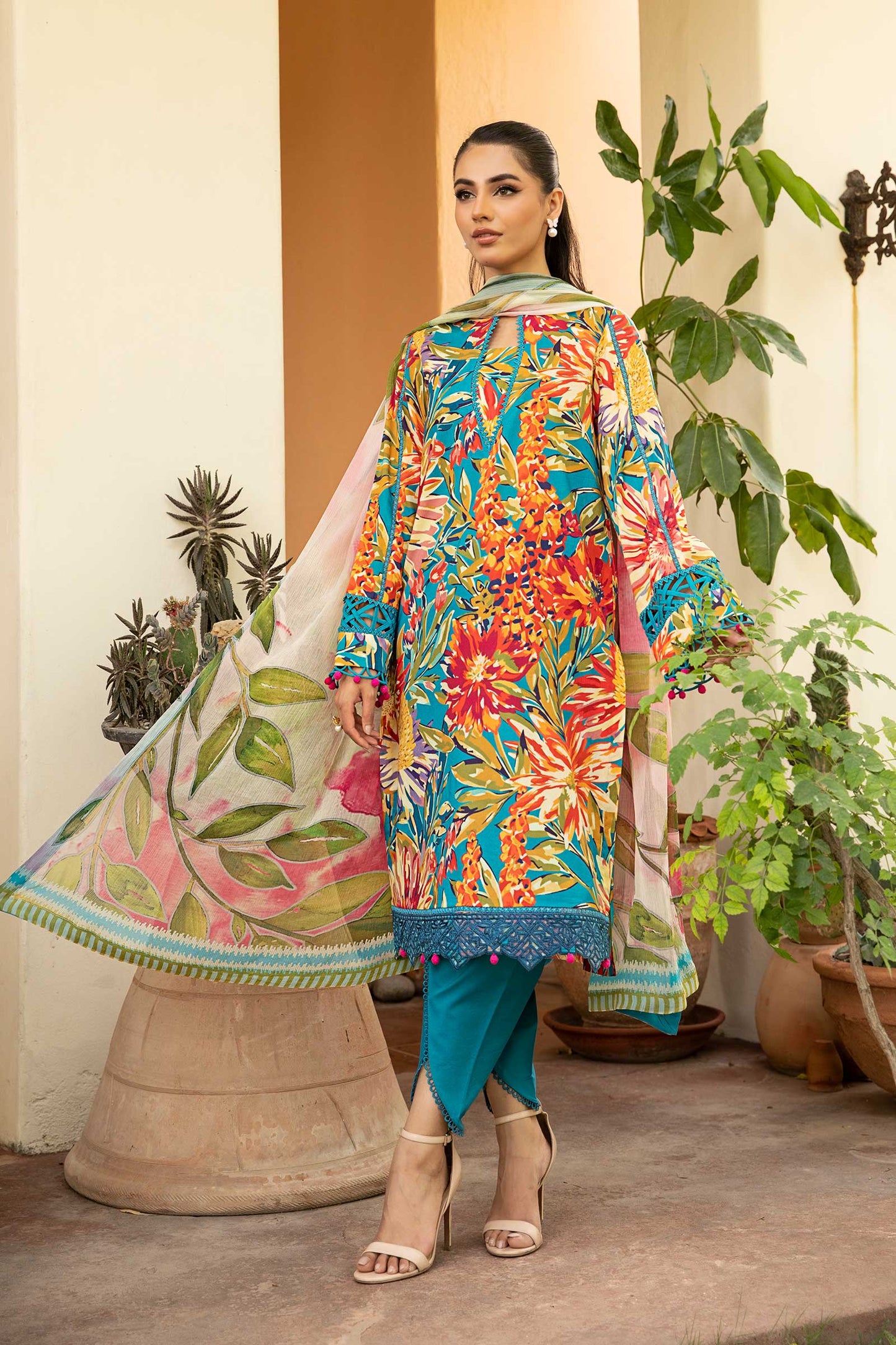 3 Pc Unstitched Embroidered Lawn Suit | MB-CUS25-903A