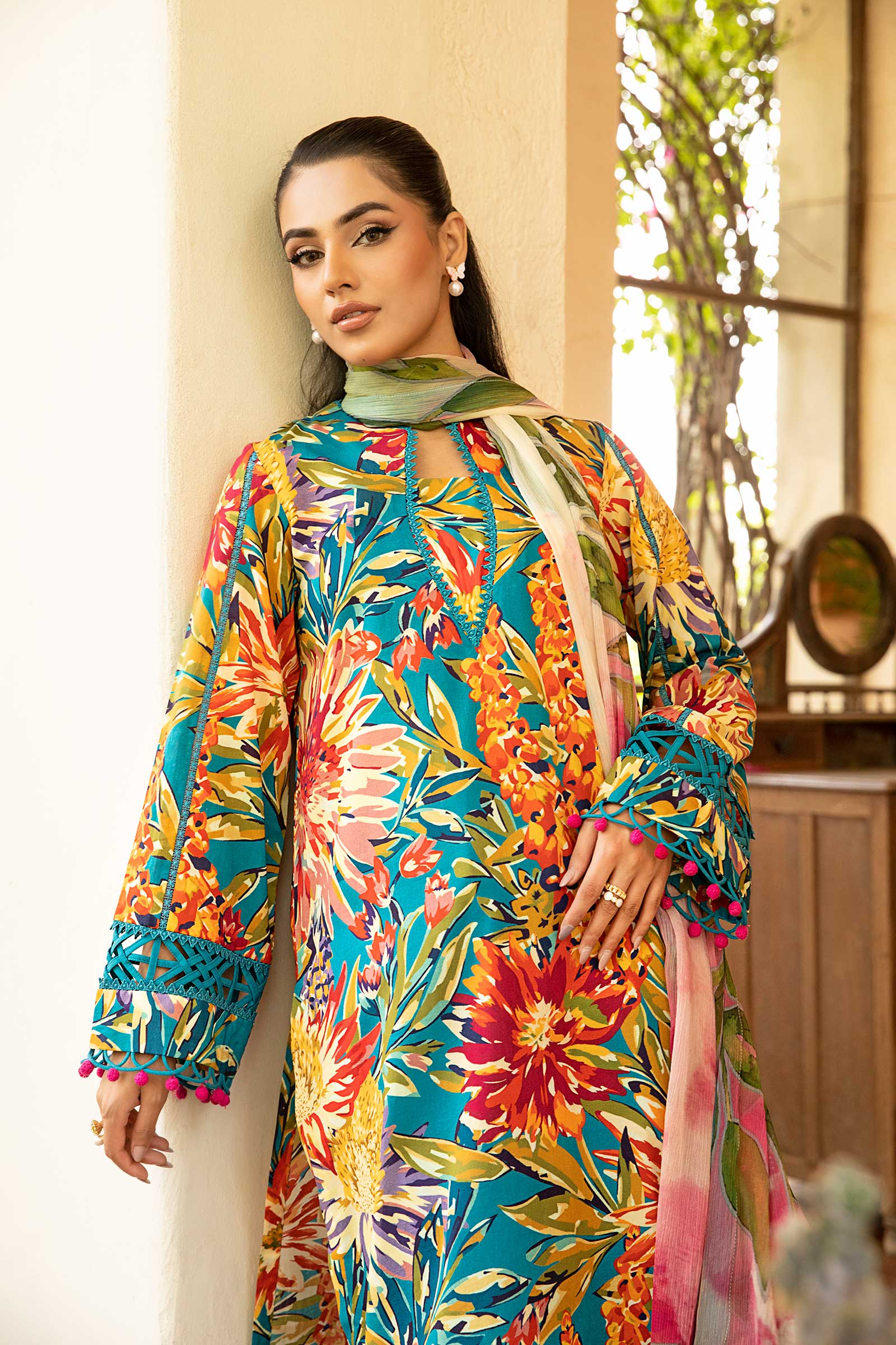 3 Pc Unstitched Embroidered Lawn Suit | MB-CUS25-903A