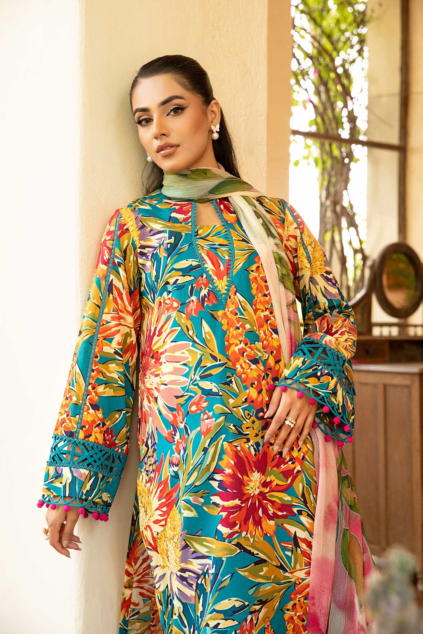 3 Pc Unstitched Embroidered Lawn Suit | MB-CUS25-903A
