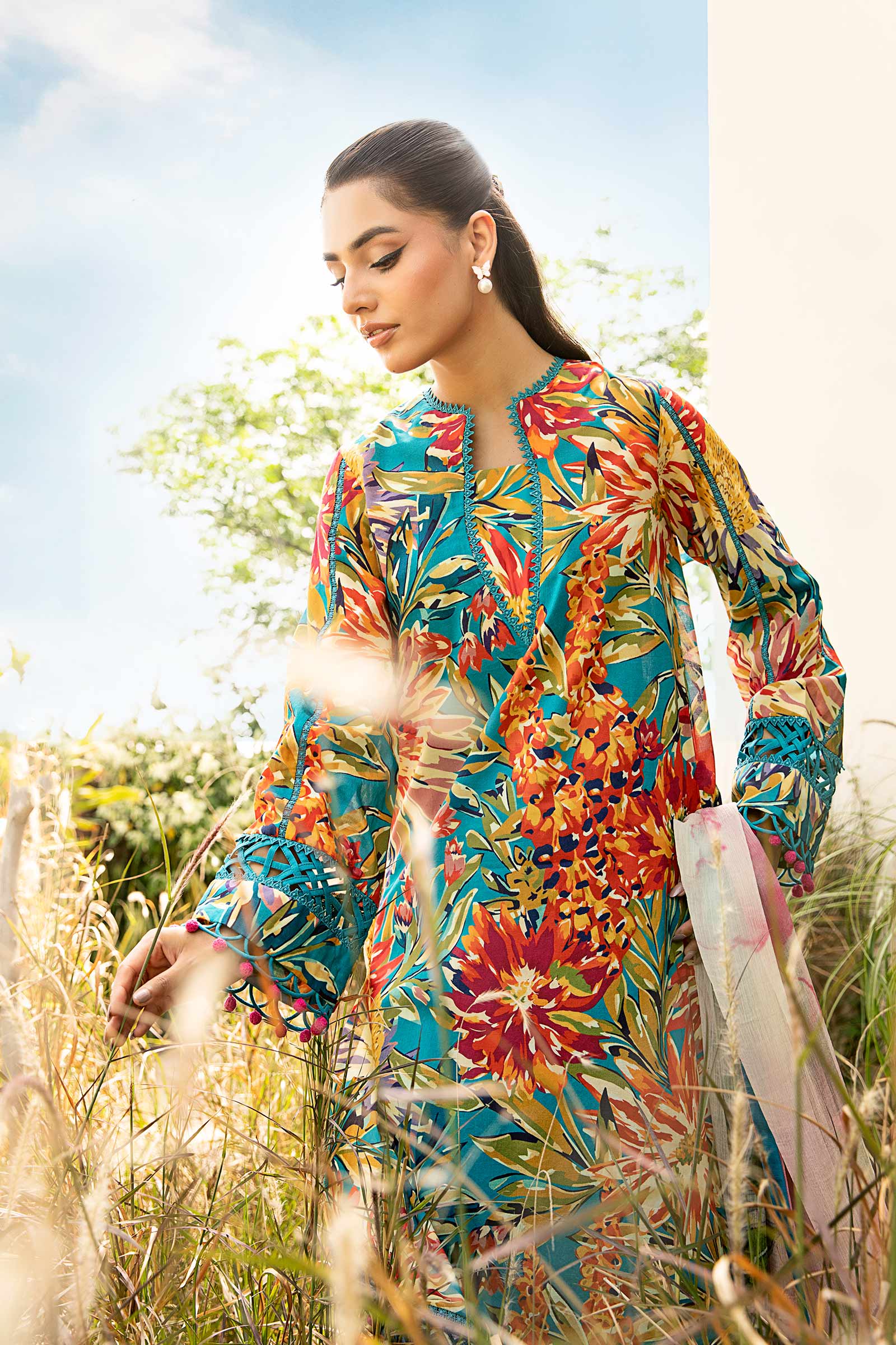 3 Pc Unstitched Embroidered Lawn Suit | MB-CUS25-903A
