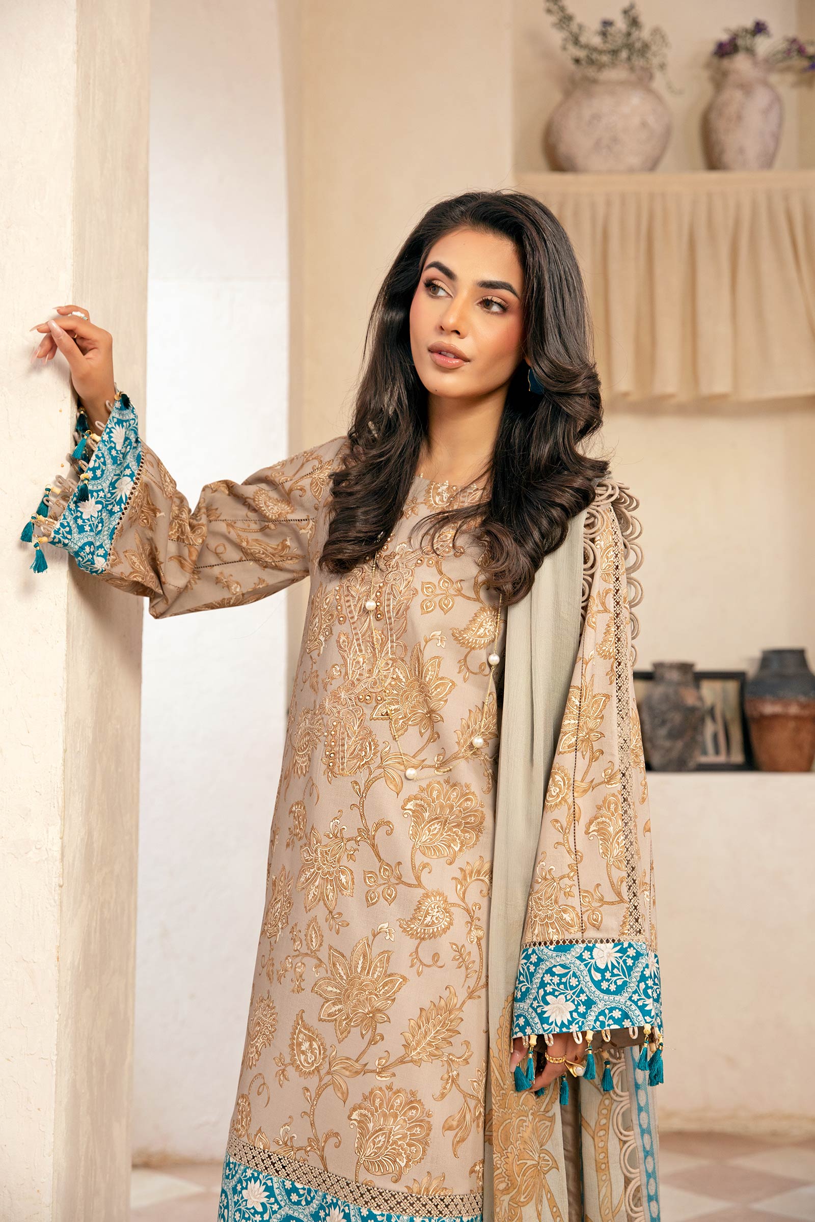 3 Pc Unstitched Embroidered Slub Lawn Suit | MB-CUS25-909B