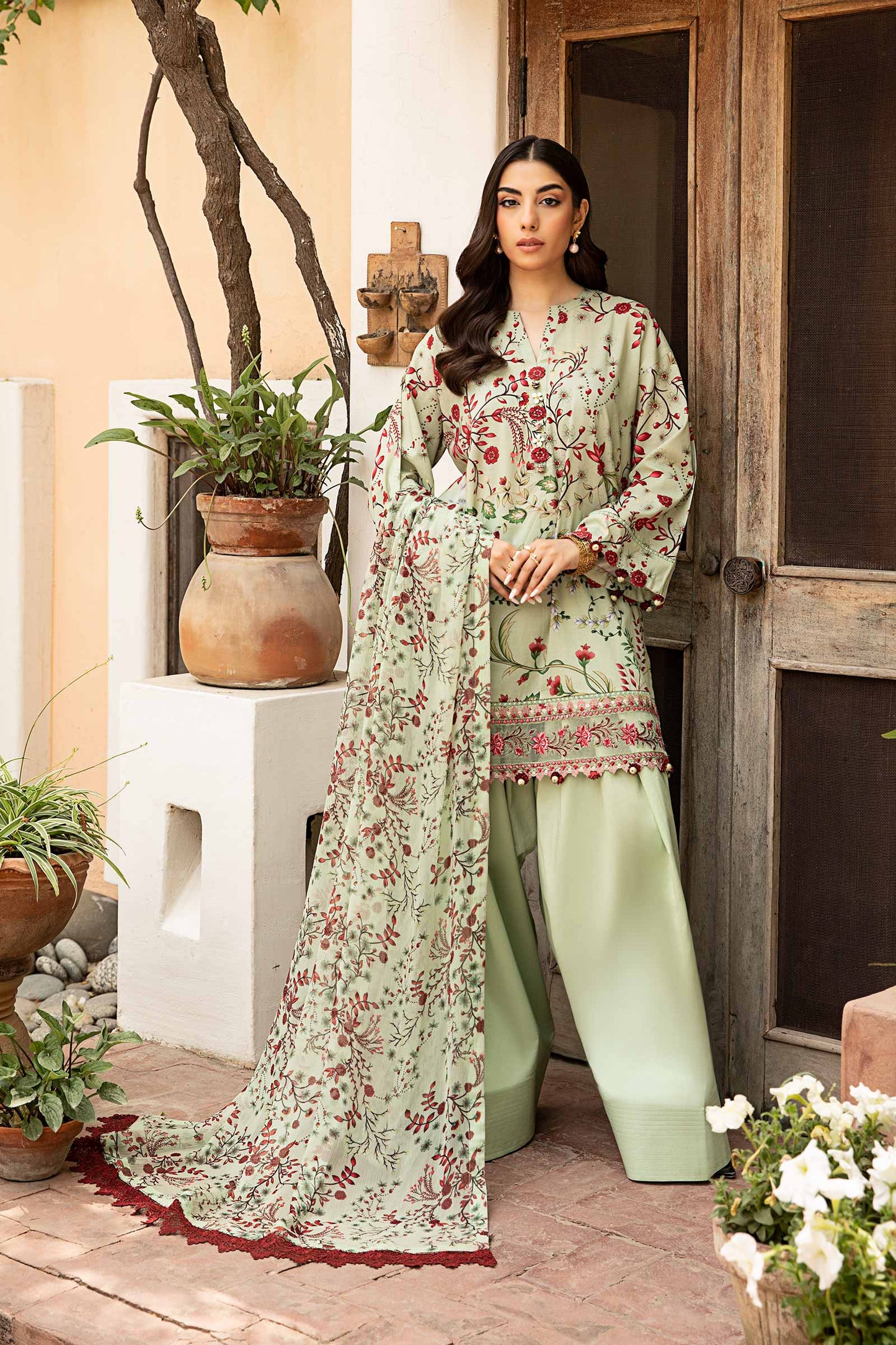 3 Pc Unstitched Embroidered Slub Lawn Suit | MB-CUS25-912B