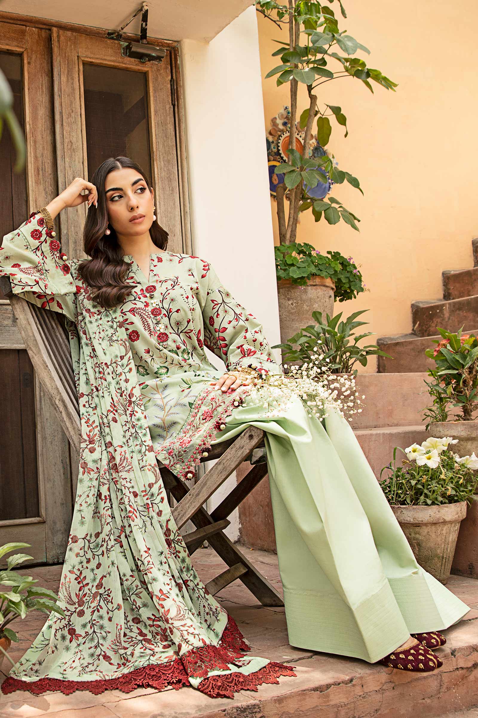 3 Pc Unstitched Embroidered Slub Lawn Suit | MB-CUS25-912B
