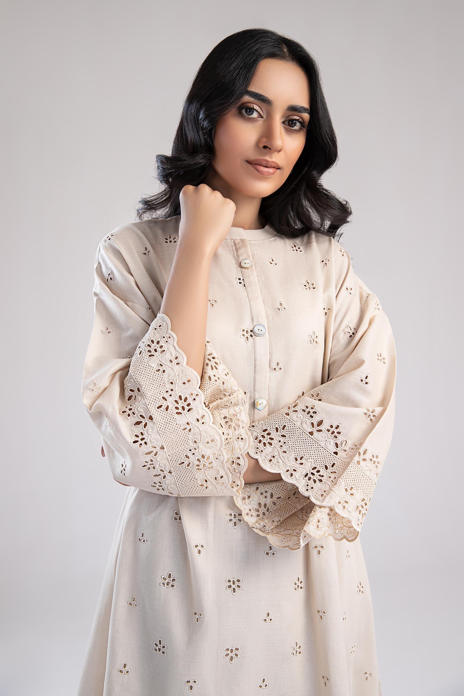 Embroidered Dobby Lawn Co-Ord Set