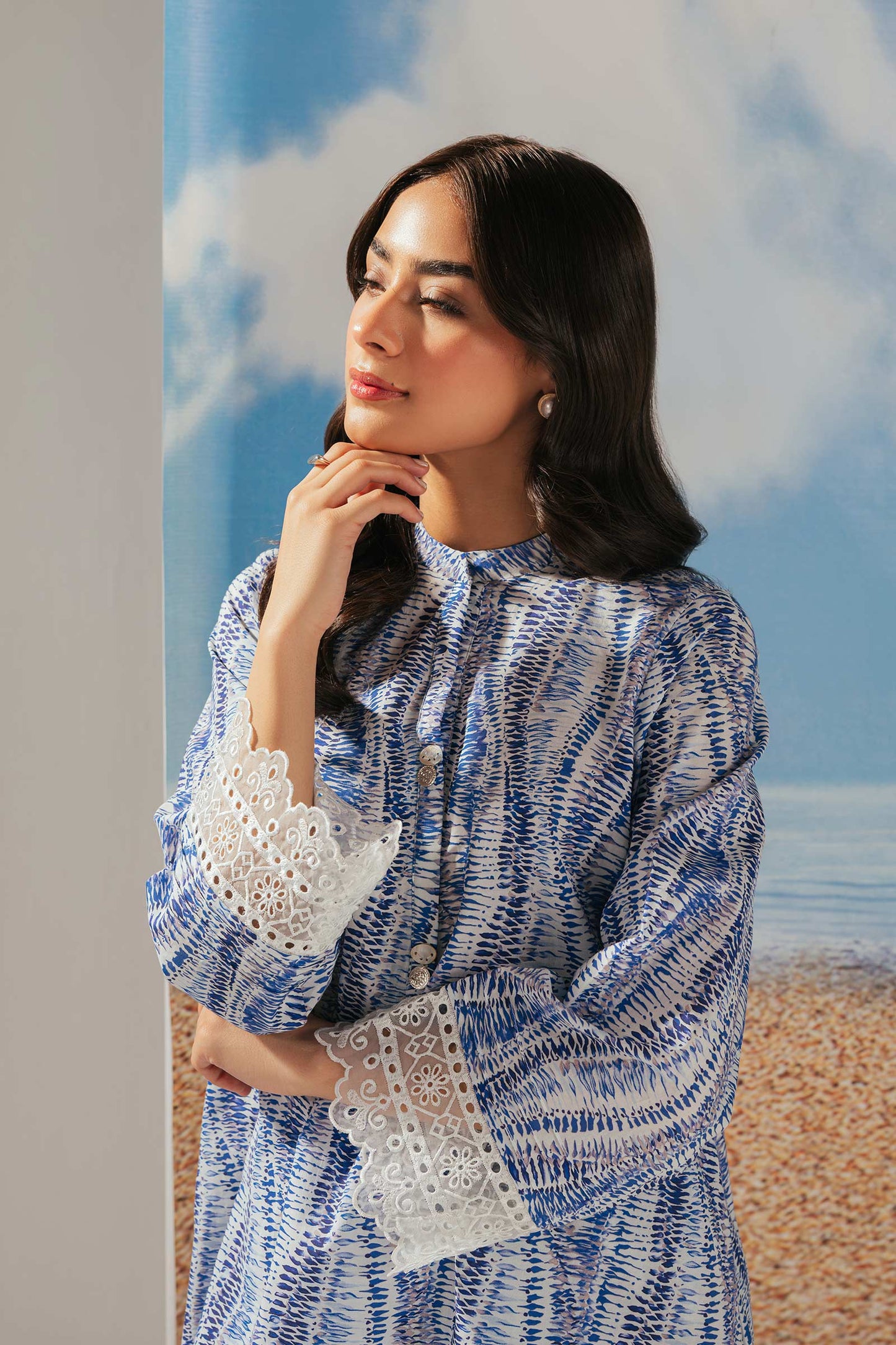 2 Piece Printed Cambric Suit