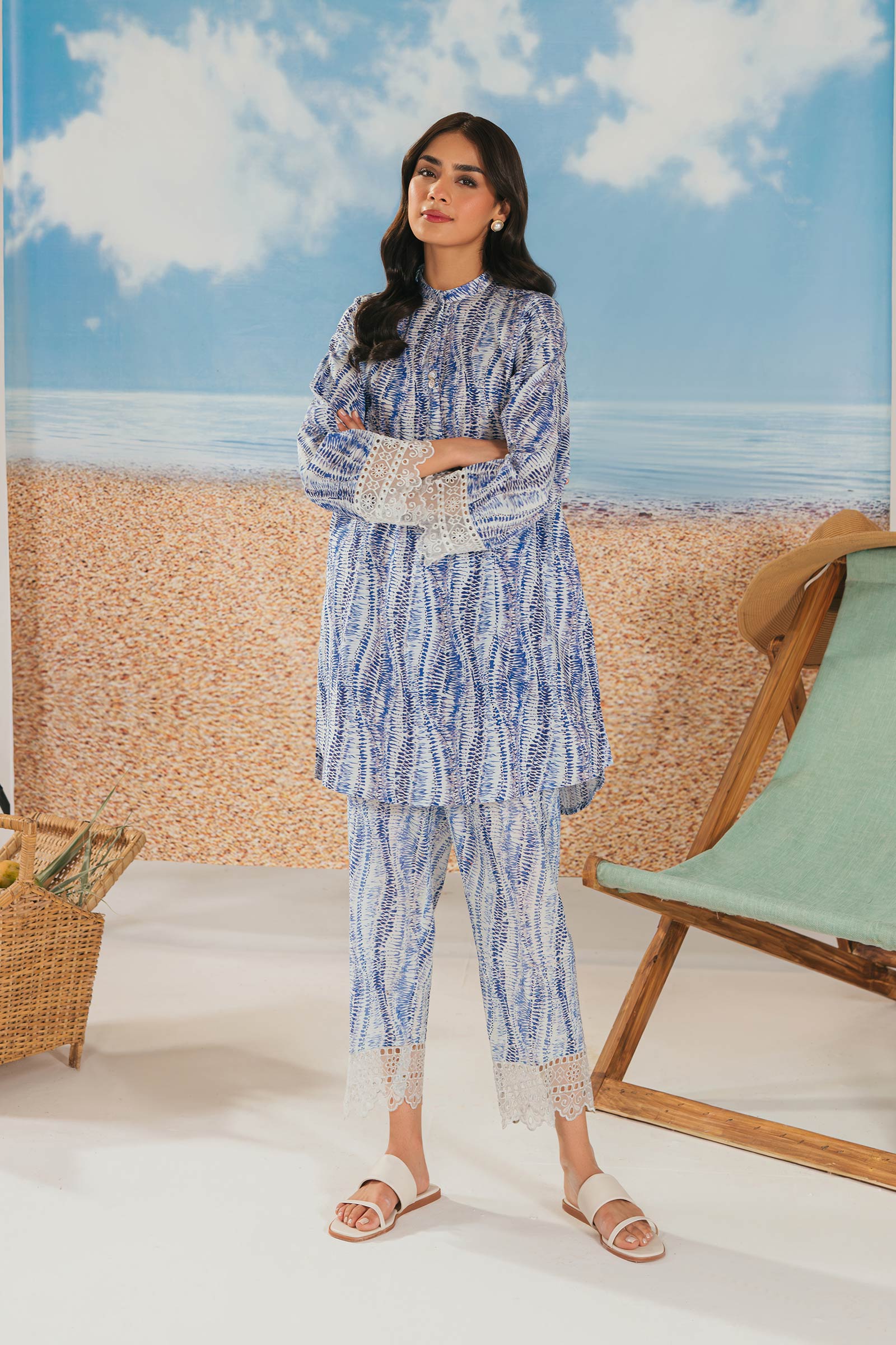 2 Piece Printed Cambric Suit