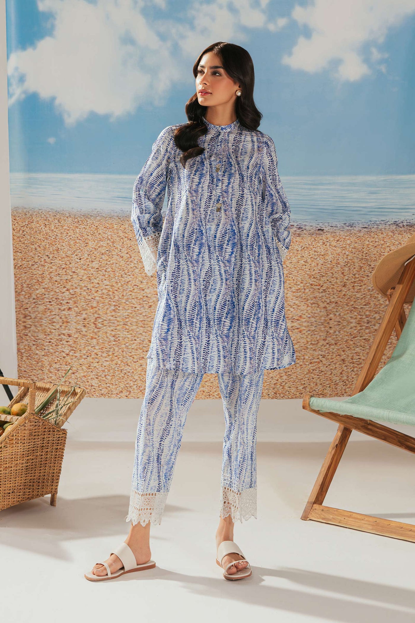 2 Piece Printed Cambric Suit