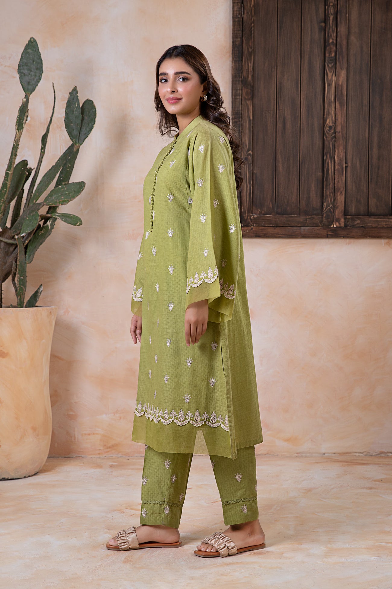 2 Piece Embroidered Dobby Lawn Suit