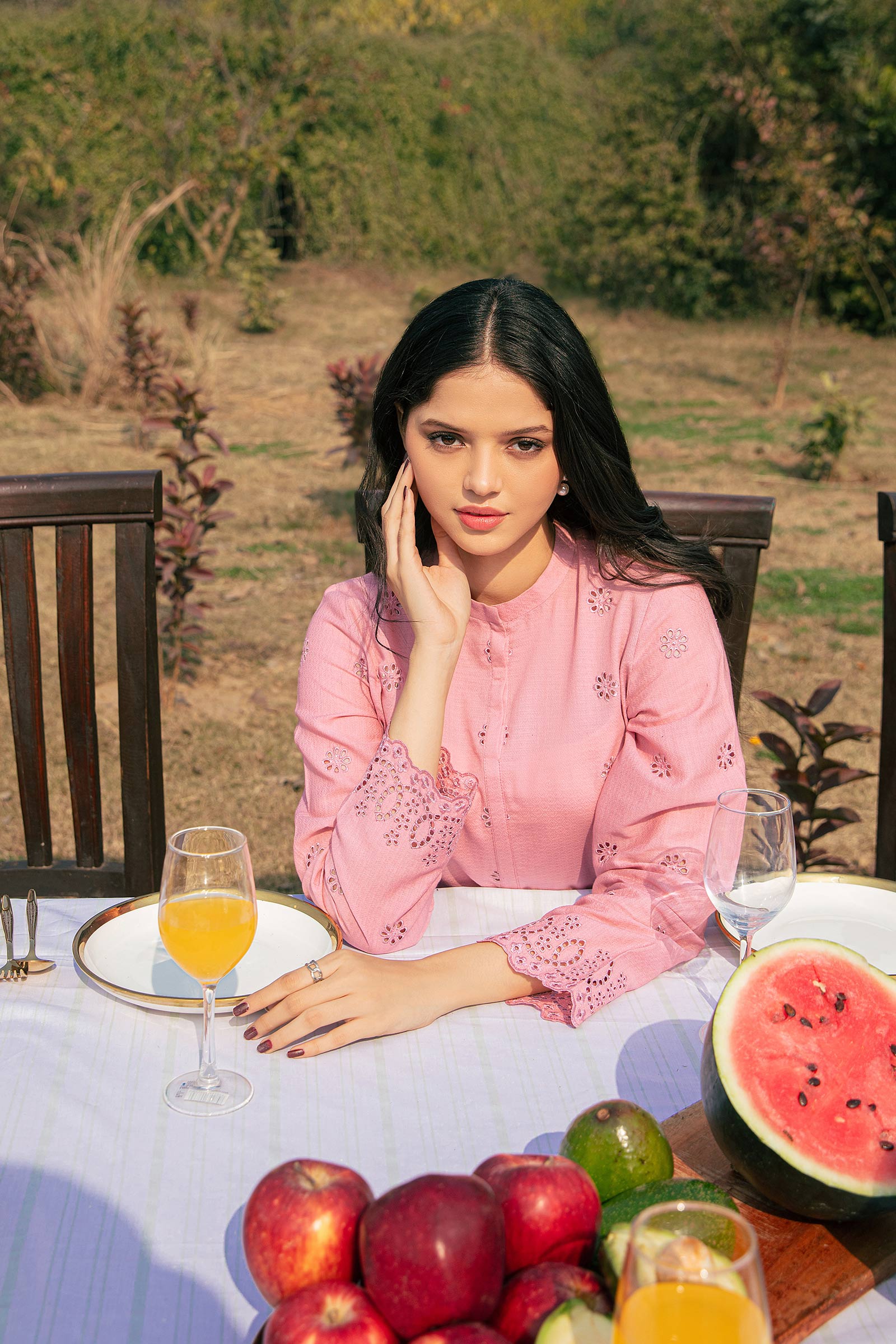 Embroidered Dobby Lawn Co-Ord Set