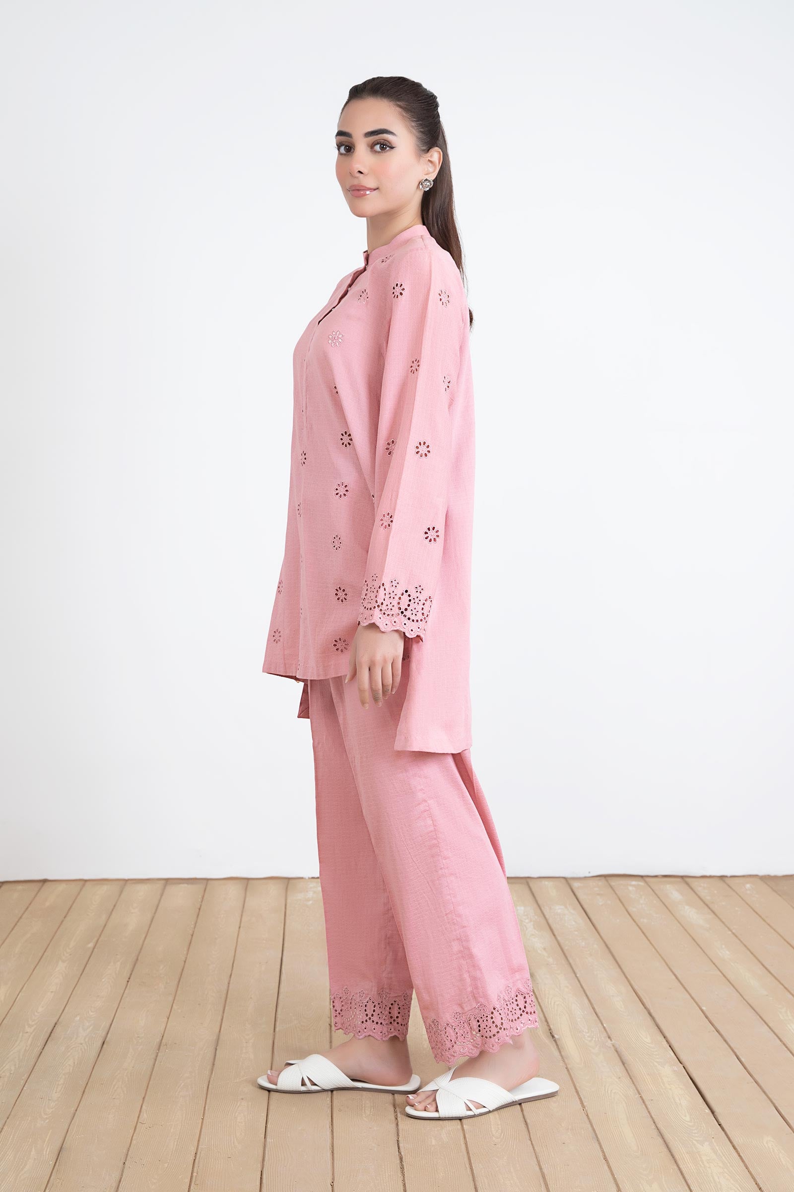 Embroidered Dobby Lawn Co-Ord Set