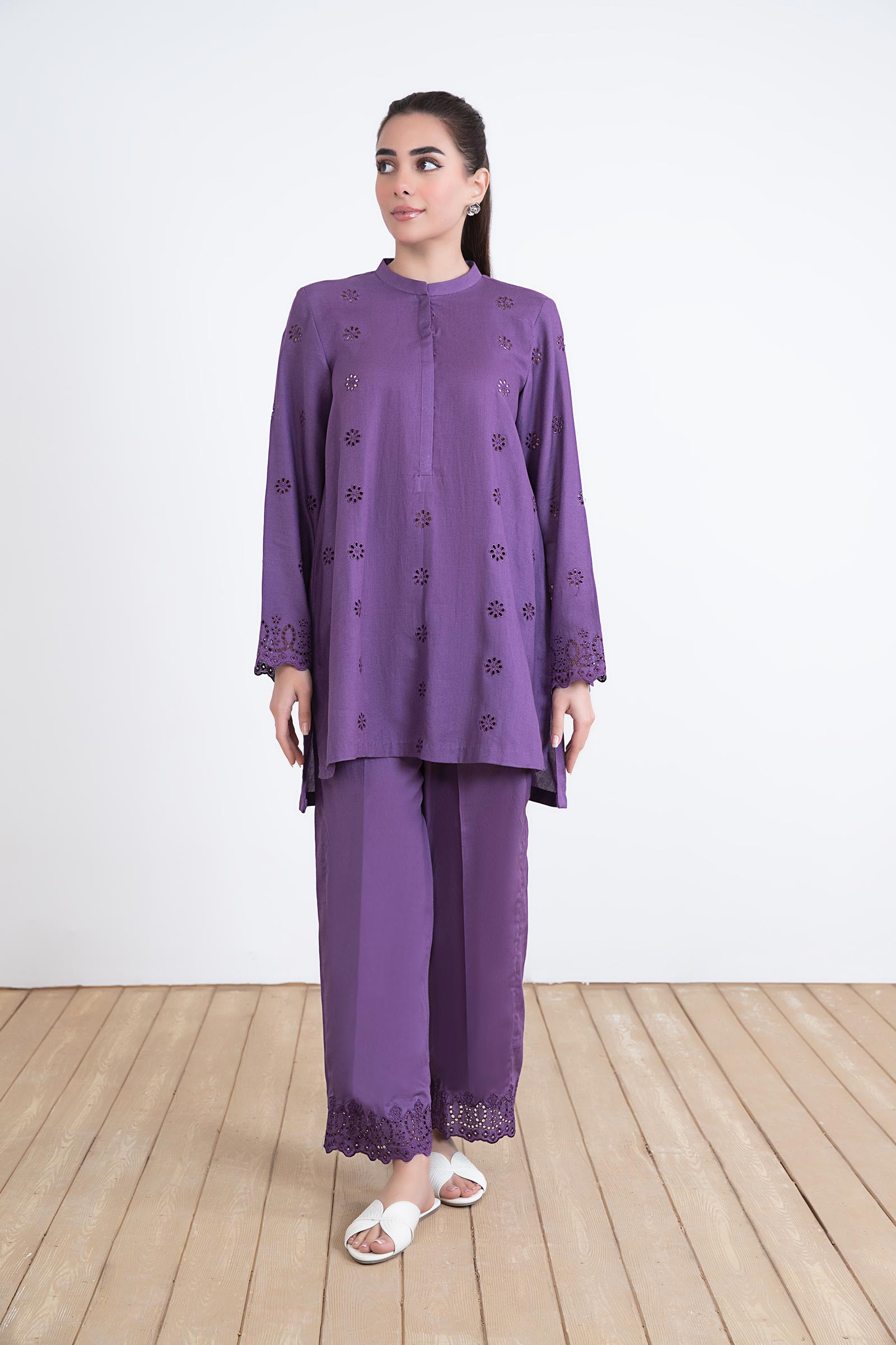 Embroidered Dobby Lawn Co-Ord Set