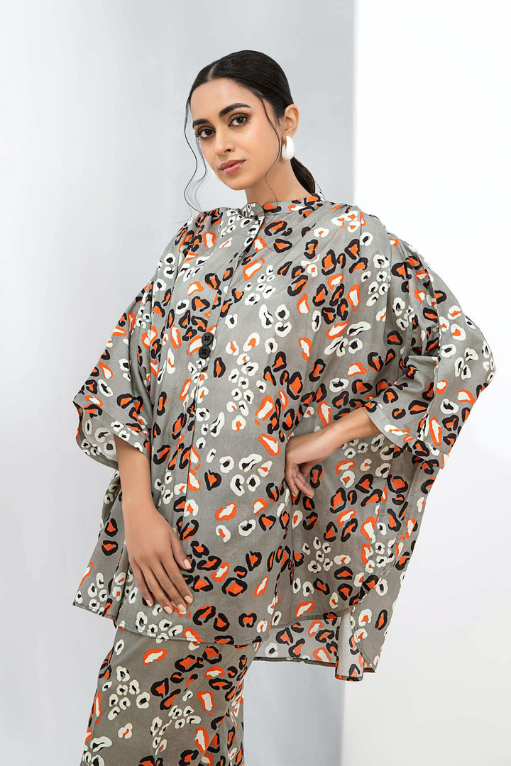 Printed Arabic Lawn Co-Ord Set | MB-EF24-180 m-basic Casuals MBEF180-ESM-GRY