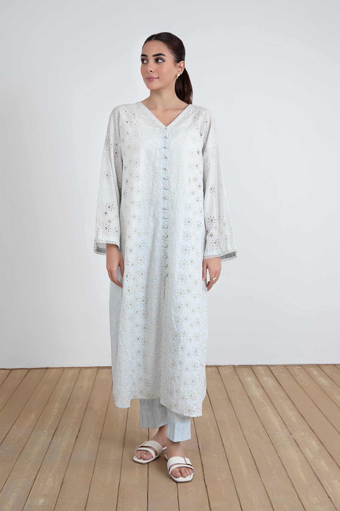 Embroidered Lawn Tunic Shirt
