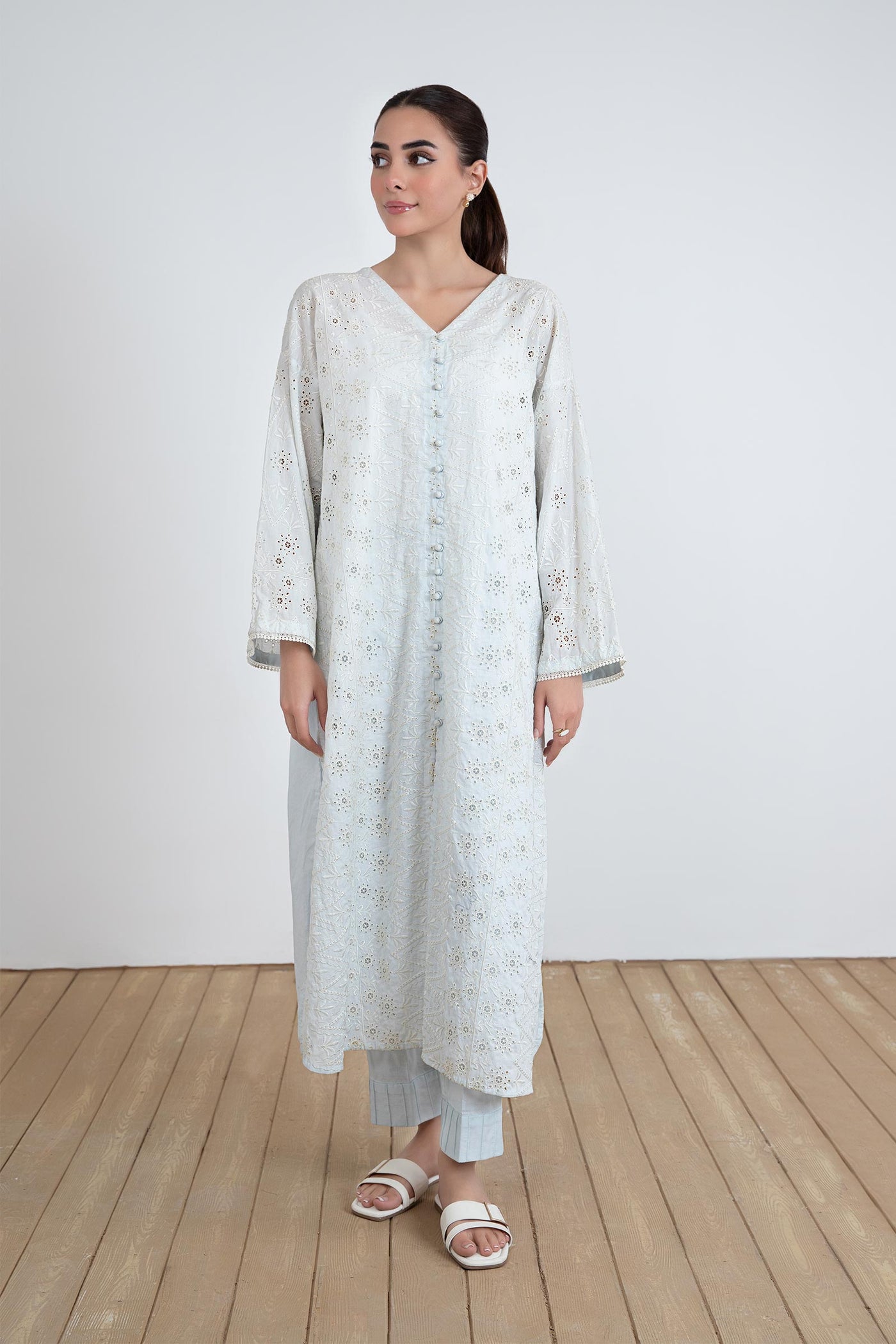 Embroidered Lawn Tunic Shirt