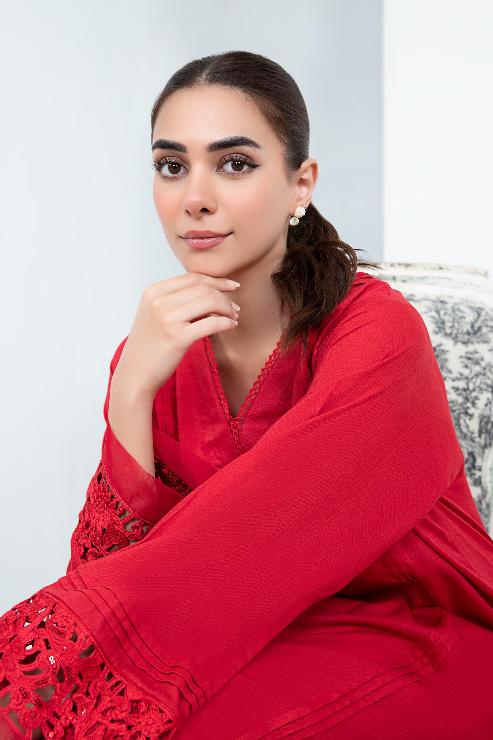 2 Piece Embroidered Dobby Lawn Suit