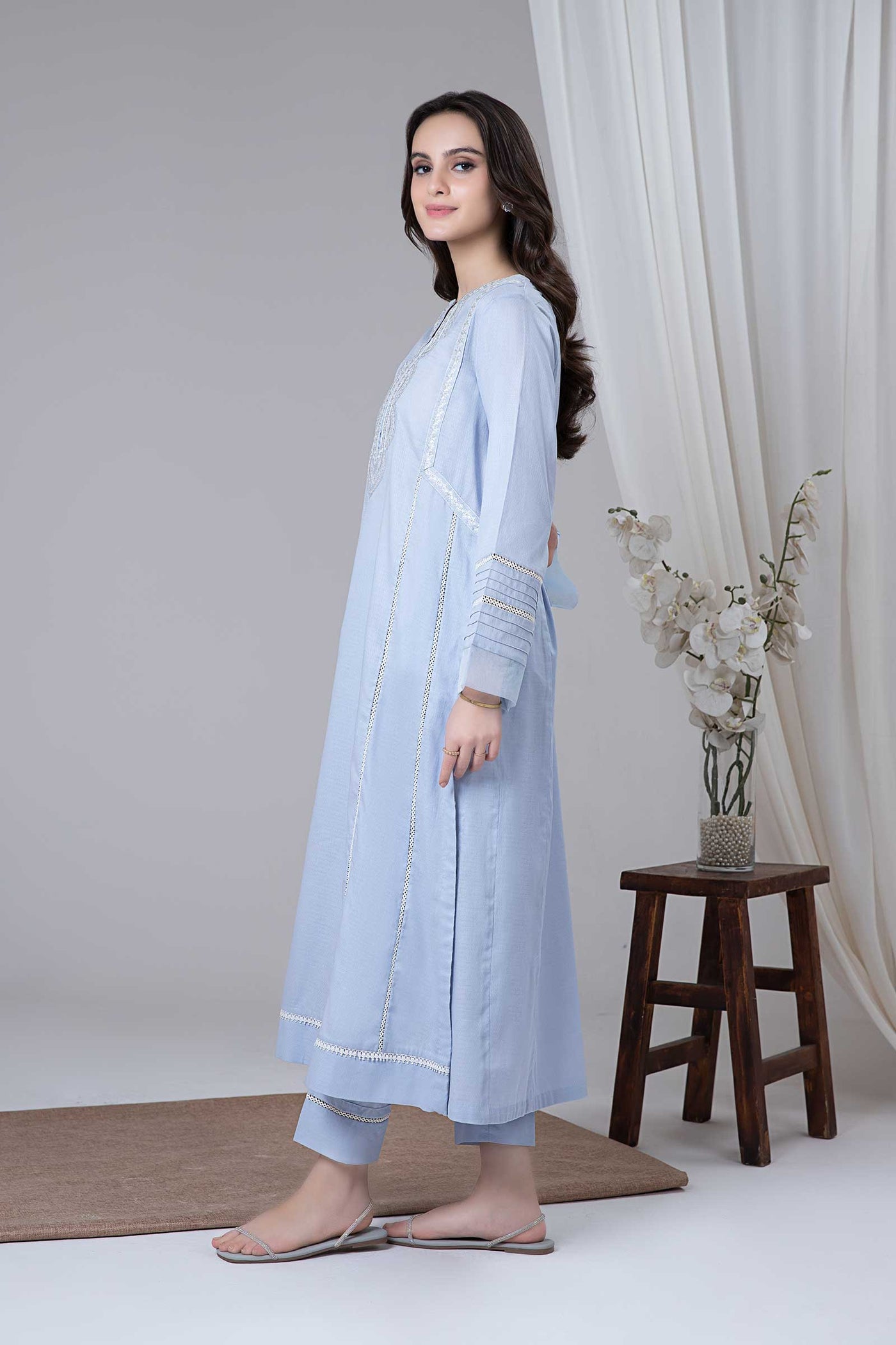 2 Piece Embroidered Dobby Lawn Suit