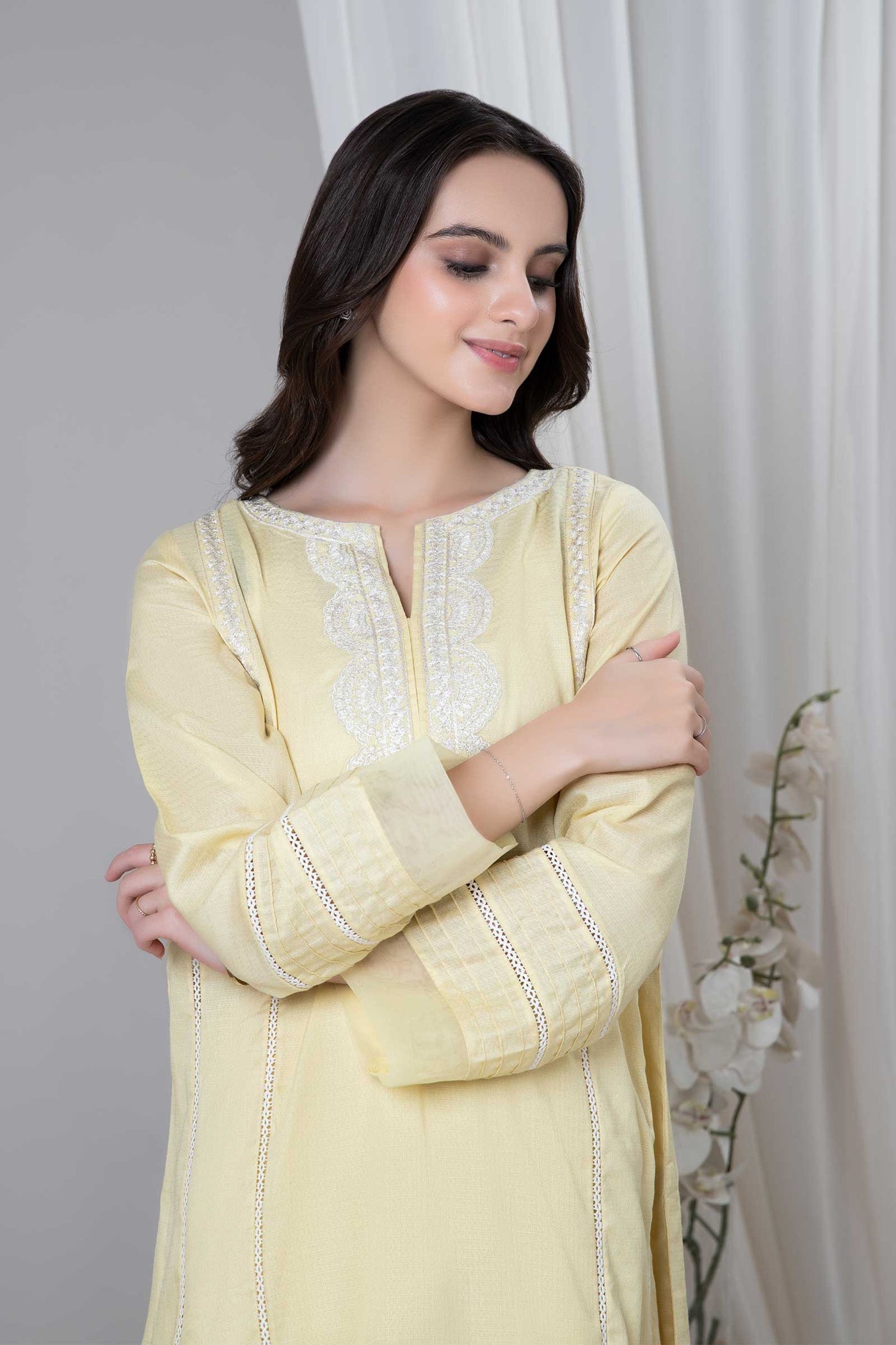 2 Piece Embroidered Dobby Lawn Suit