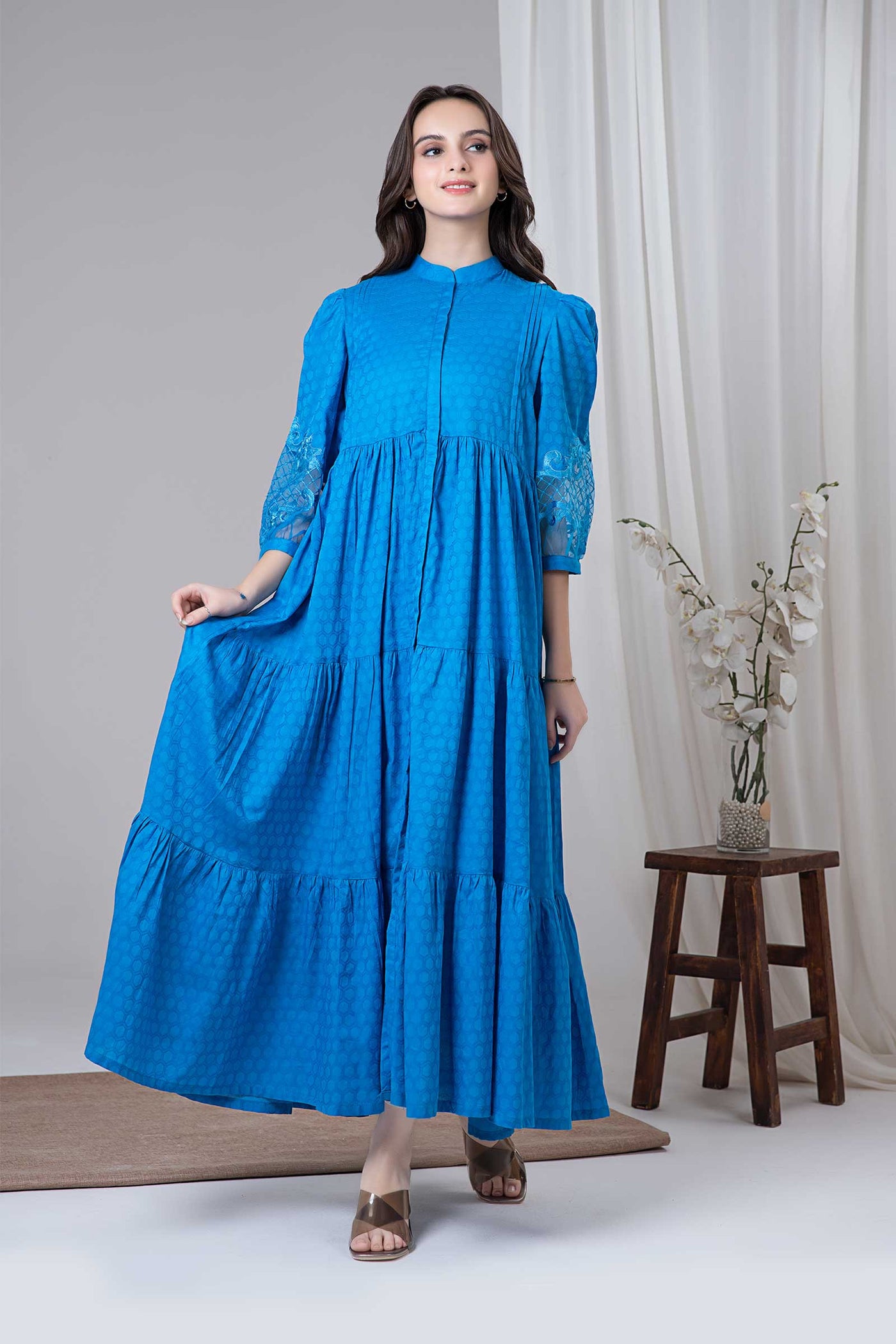 Dyed Dobby Lawn Dress