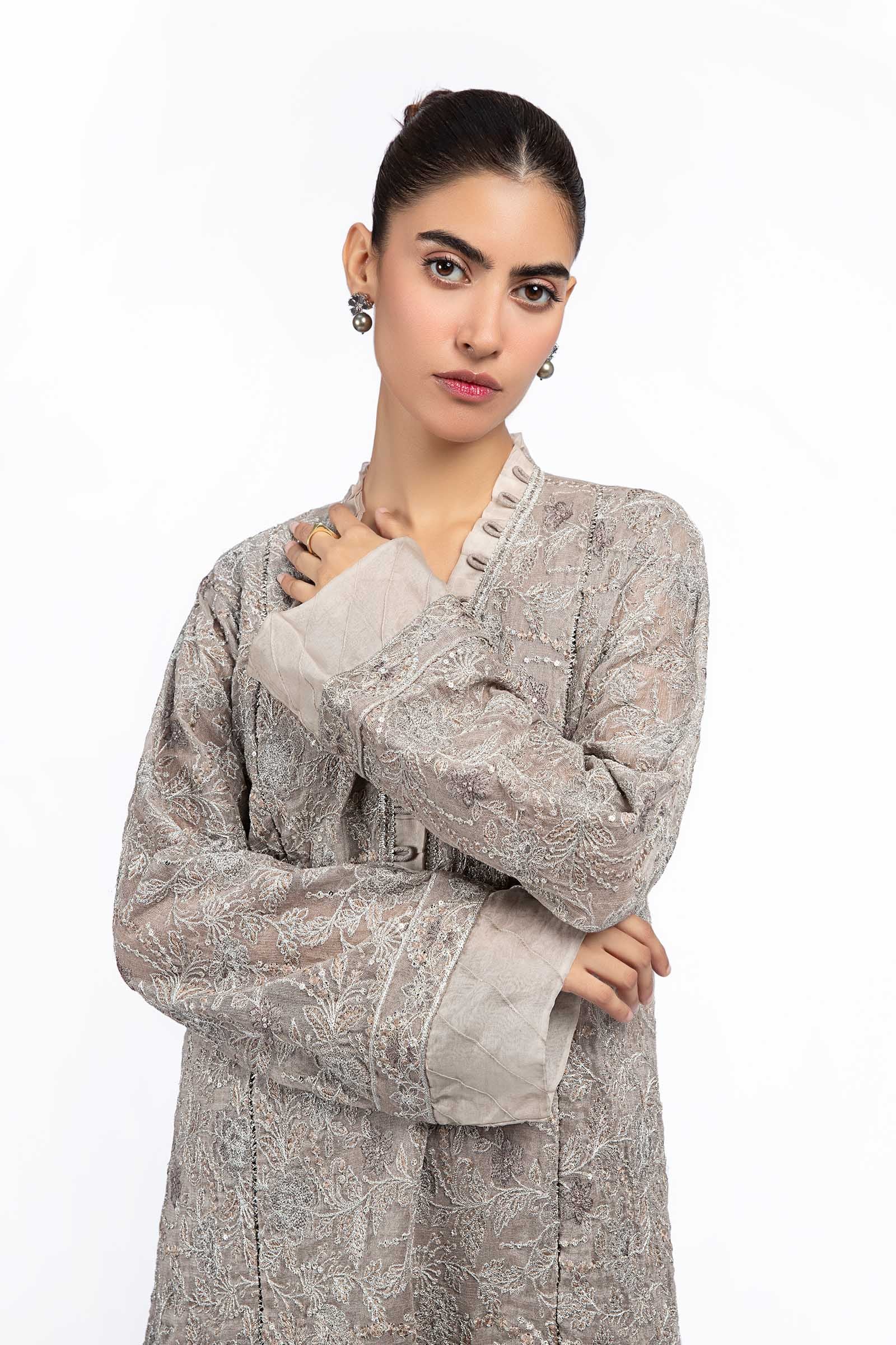 Embroidered Cotton Net Shirt