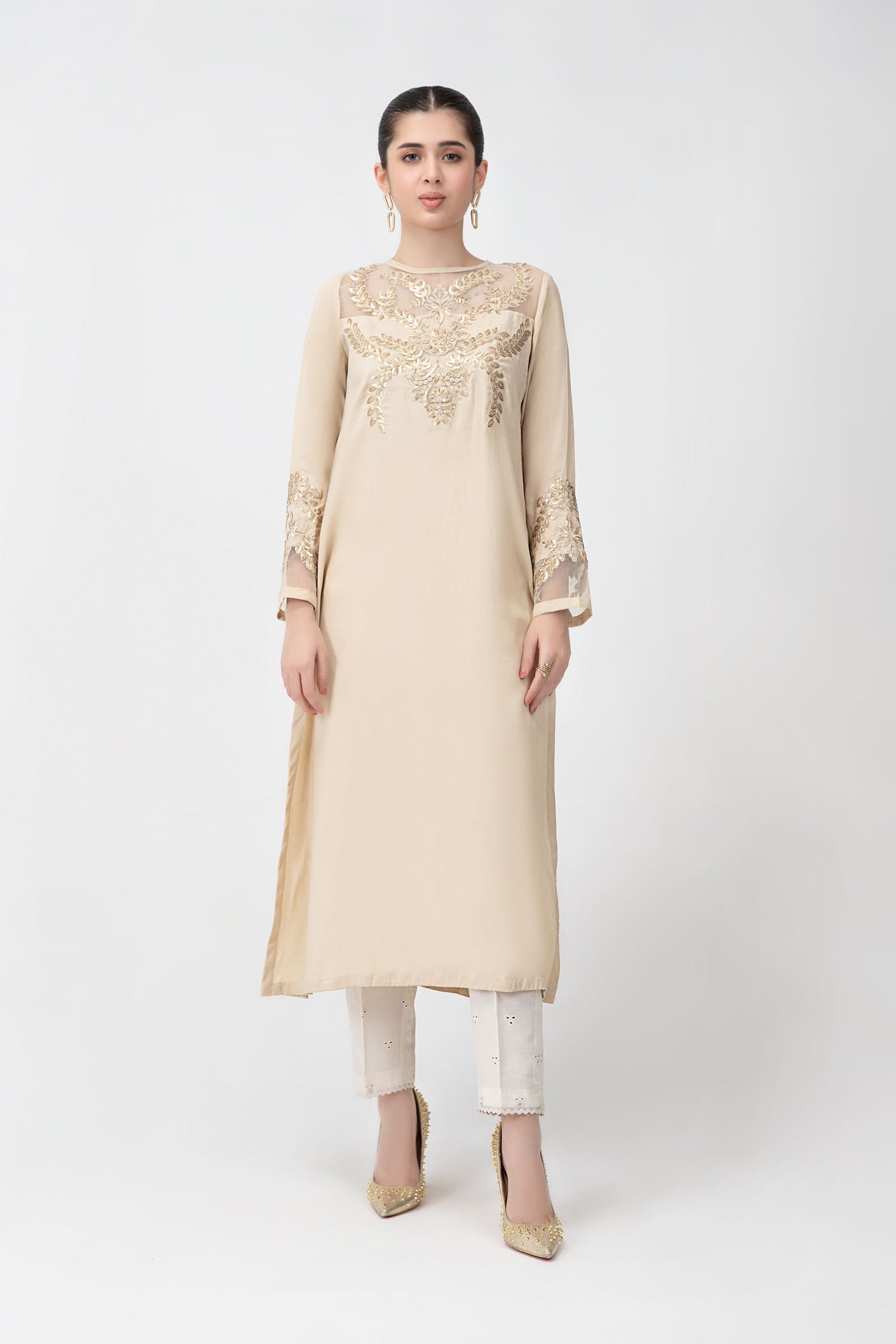 Embroidered Raw Silk Shirt | MB-F23-416