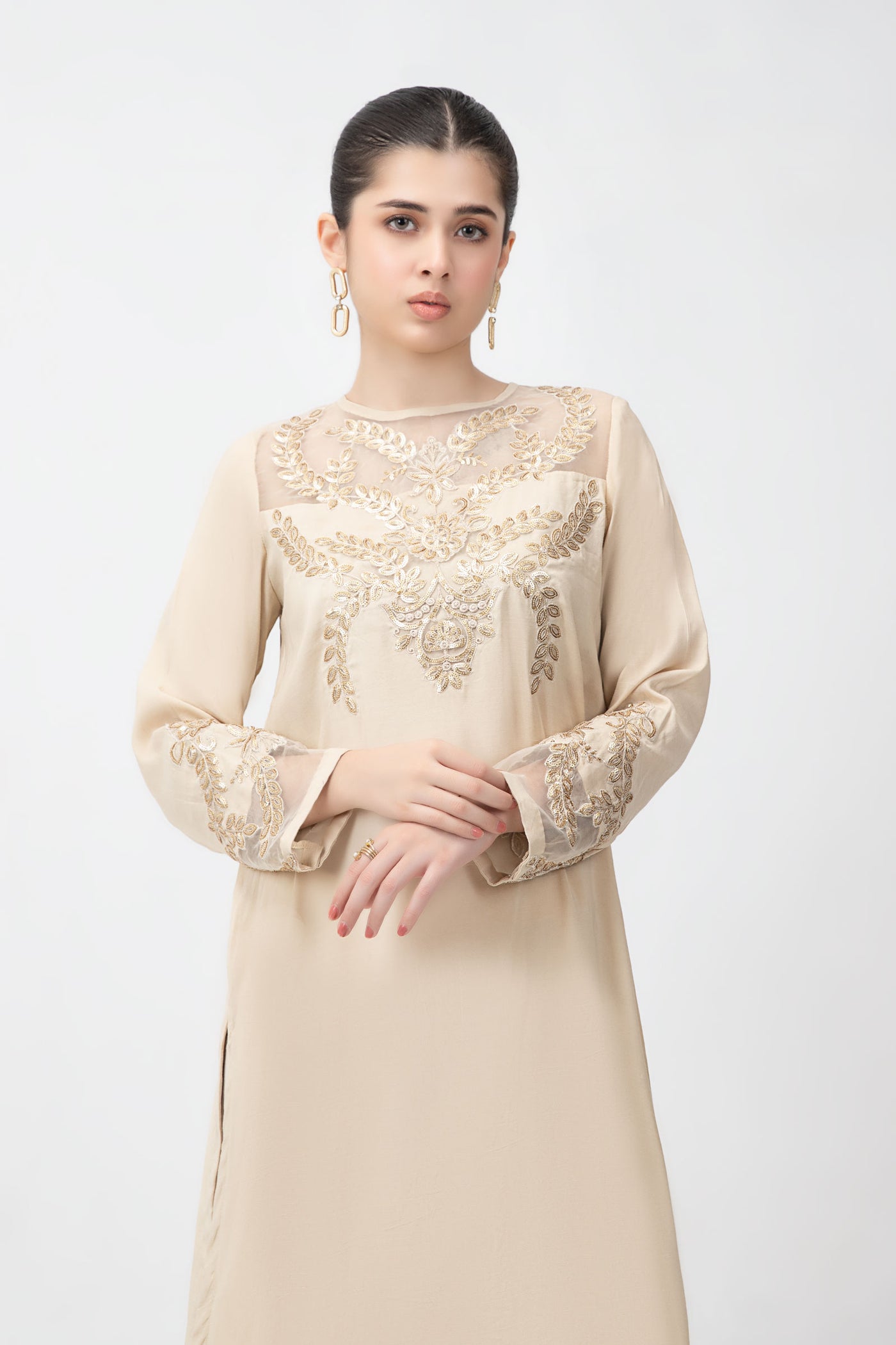 Embroidered Raw Silk Shirt | MB-F23-416