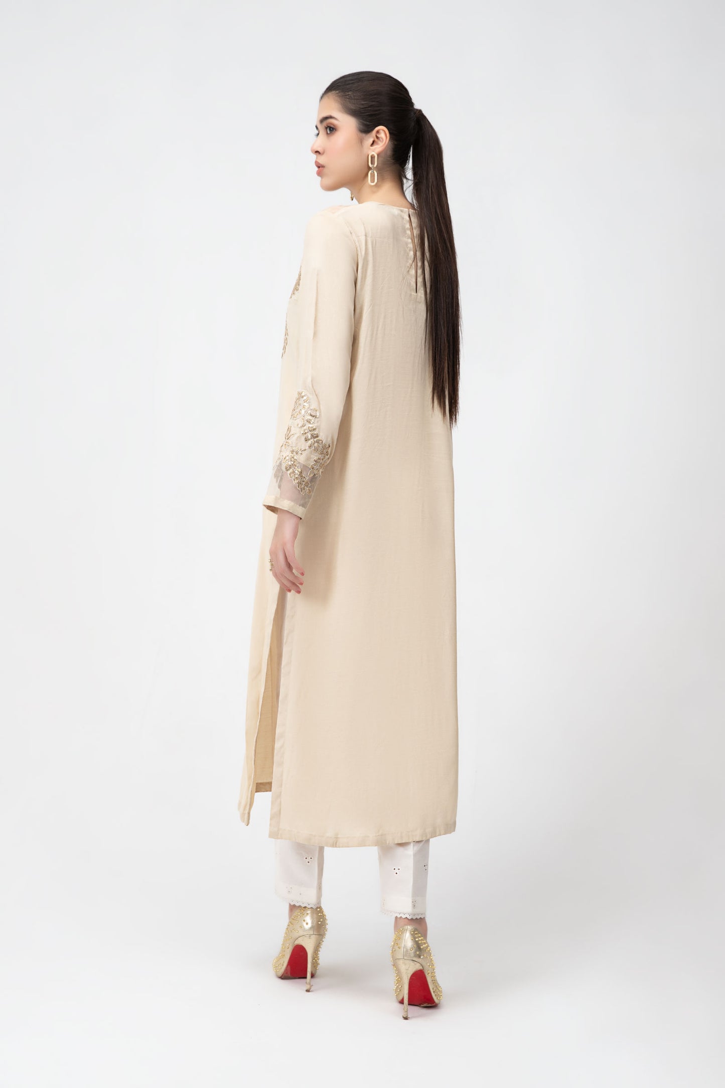 Embroidered Raw Silk Shirt | MB-F23-416