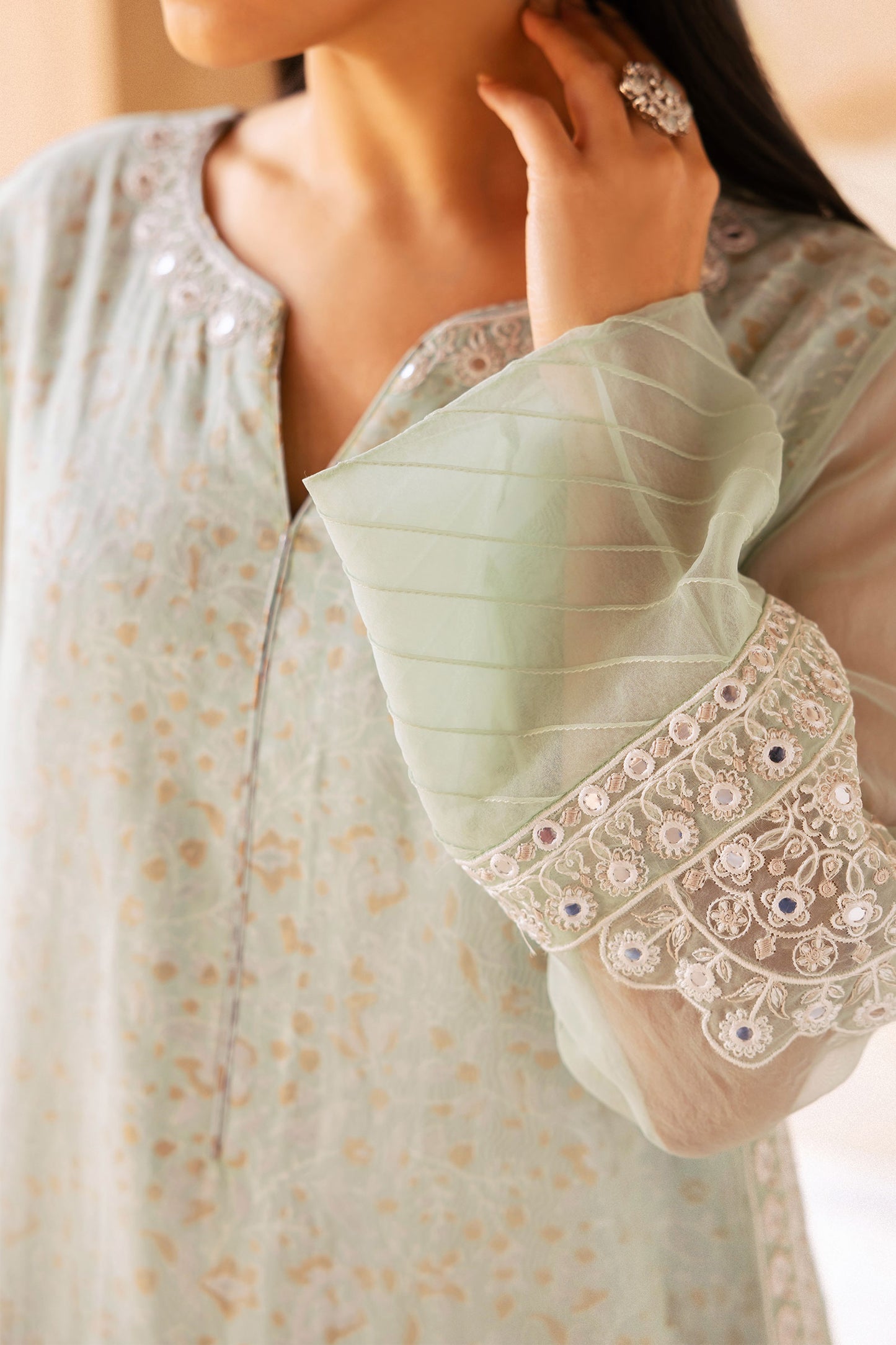 2 Pc Embroidered Organza Suit