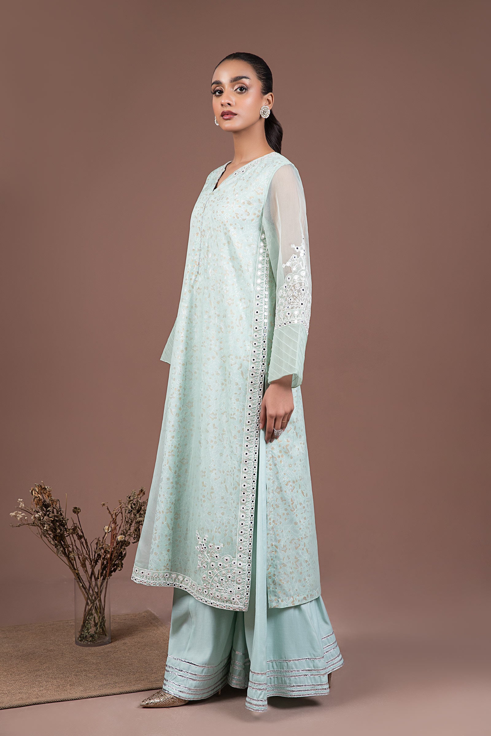 2 Pc Embroidered Organza Suit