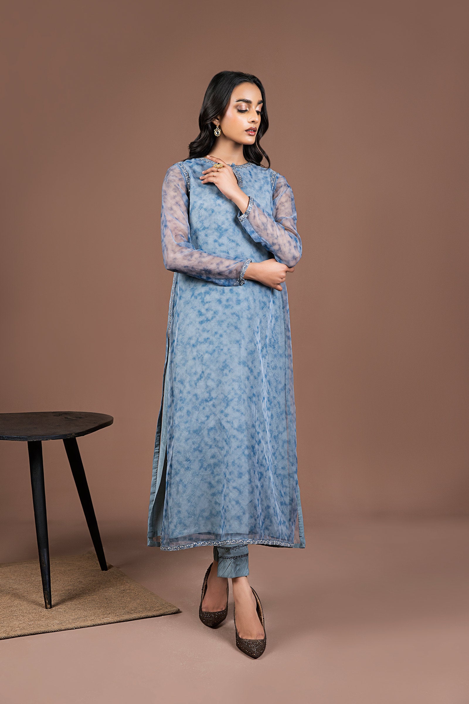 2 Pc Printed Organza Suit