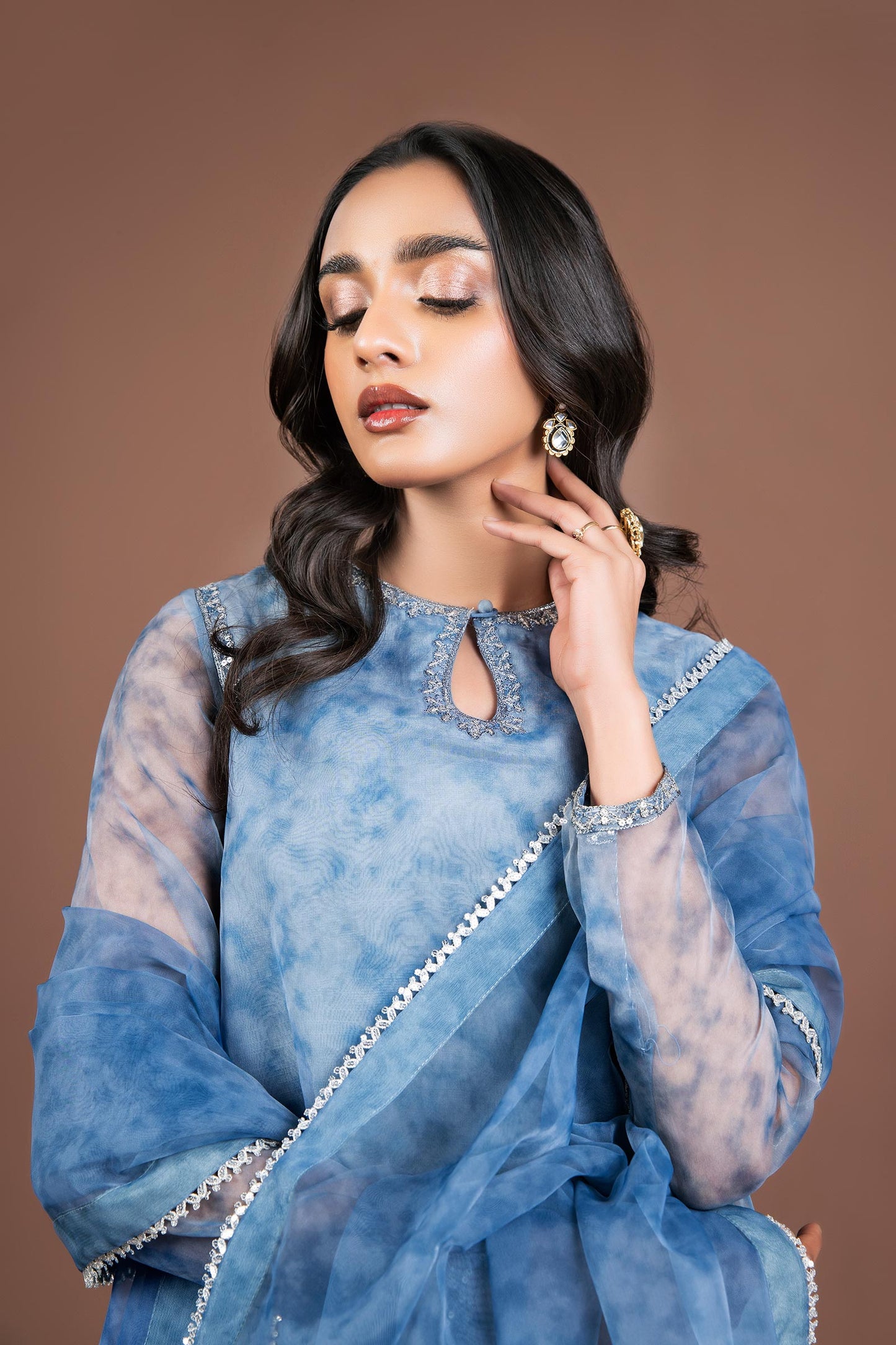 2 Pc Printed Organza Suit