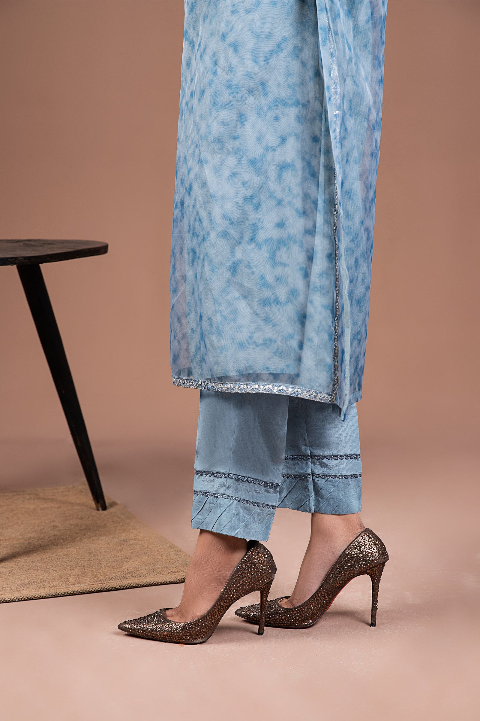 2 Pc Printed Organza Suit