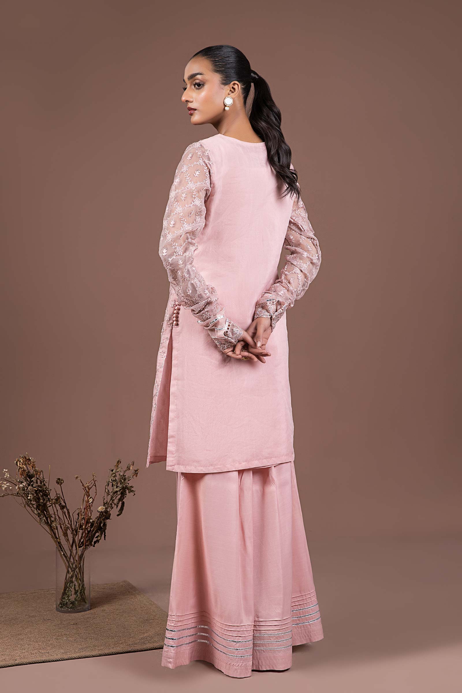 2 Piece Embroidered Organza Suit