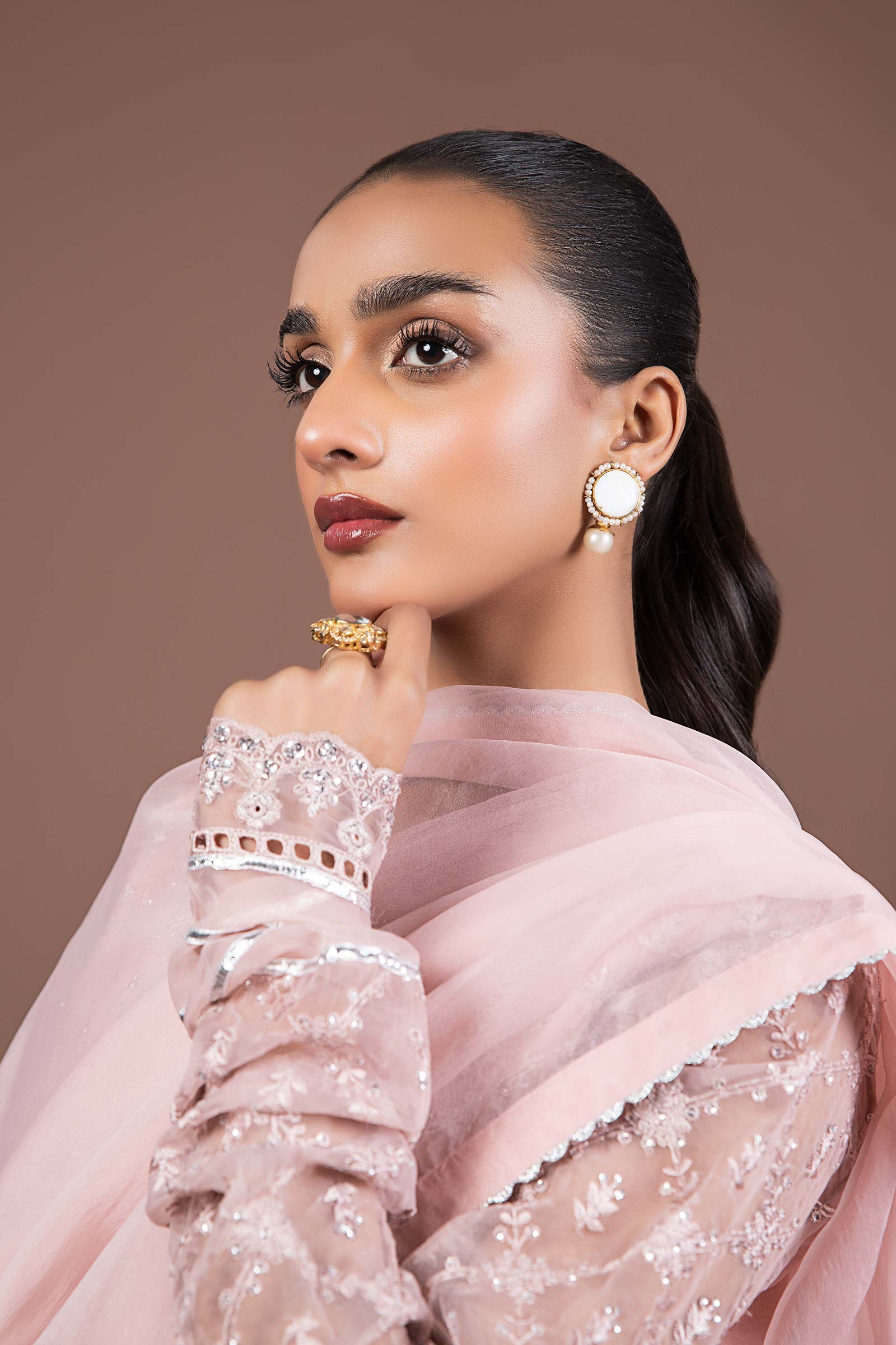 2 Piece Embroidered Organza Suit