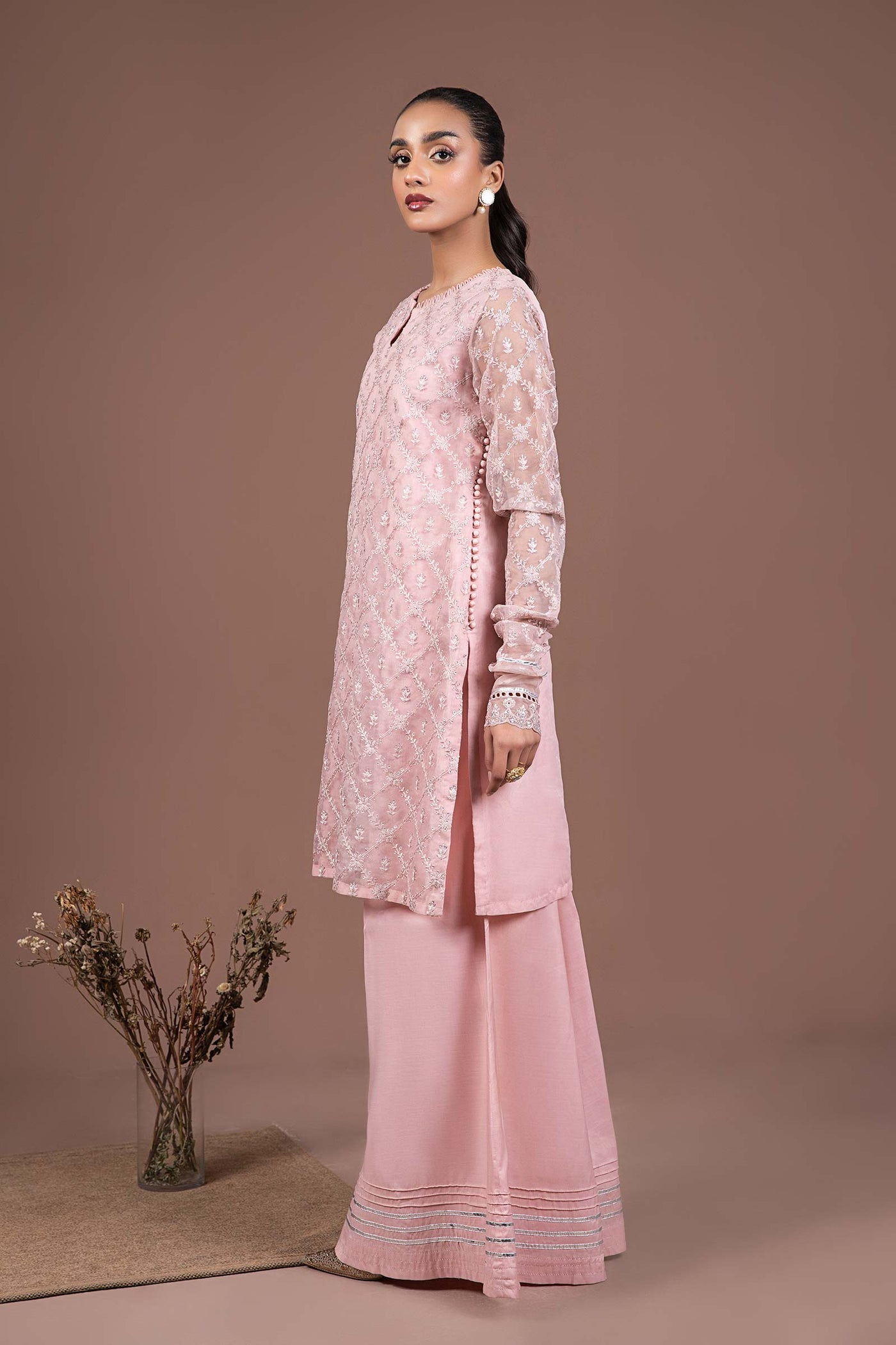 2 Piece Embroidered Organza Suit