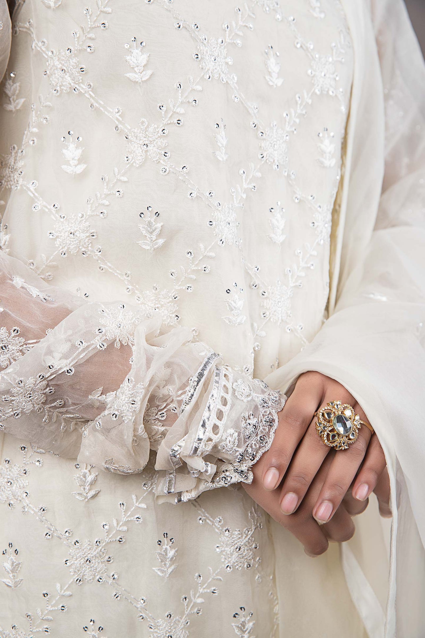 2 Piece Embroidered Organza Suit