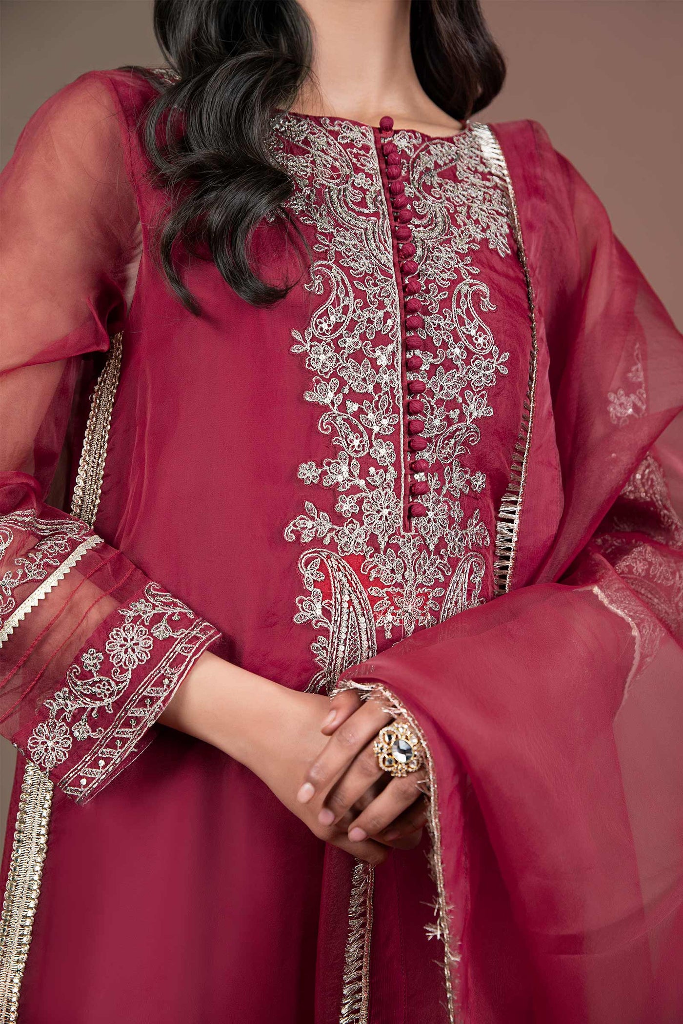 2 Pc Embroidered Organza Suit