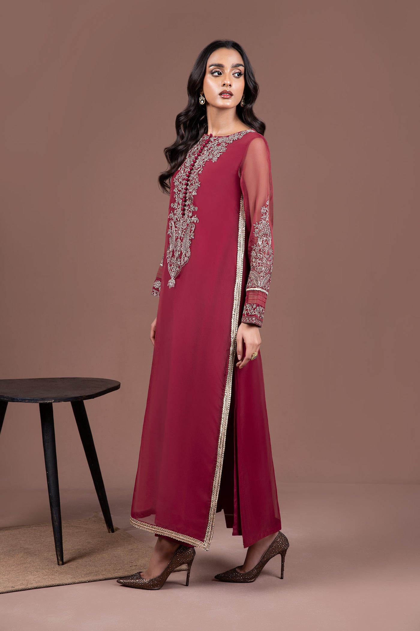 2 Pc Embroidered Organza Suit