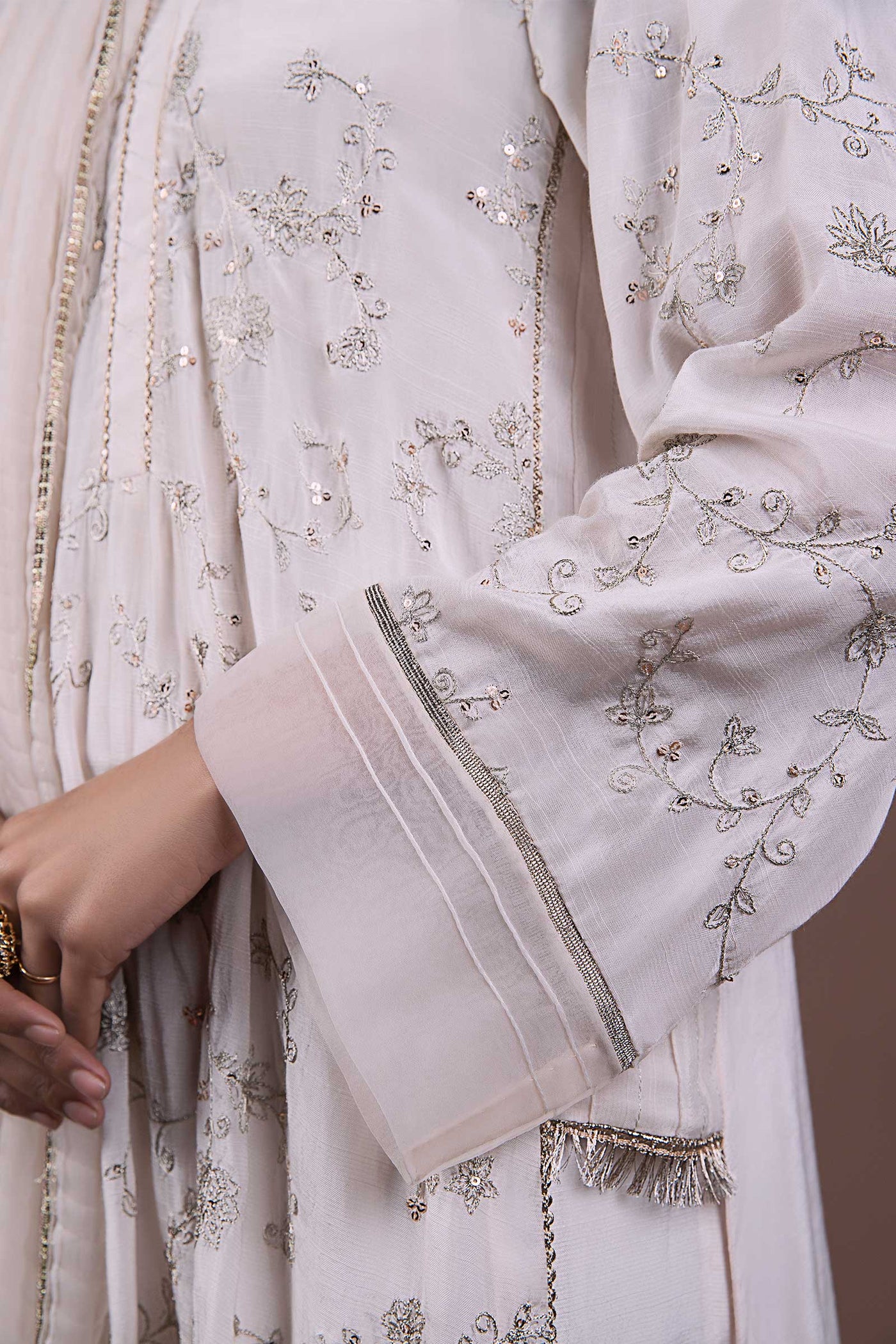2 Pc Embroidered Raw Silk Suit