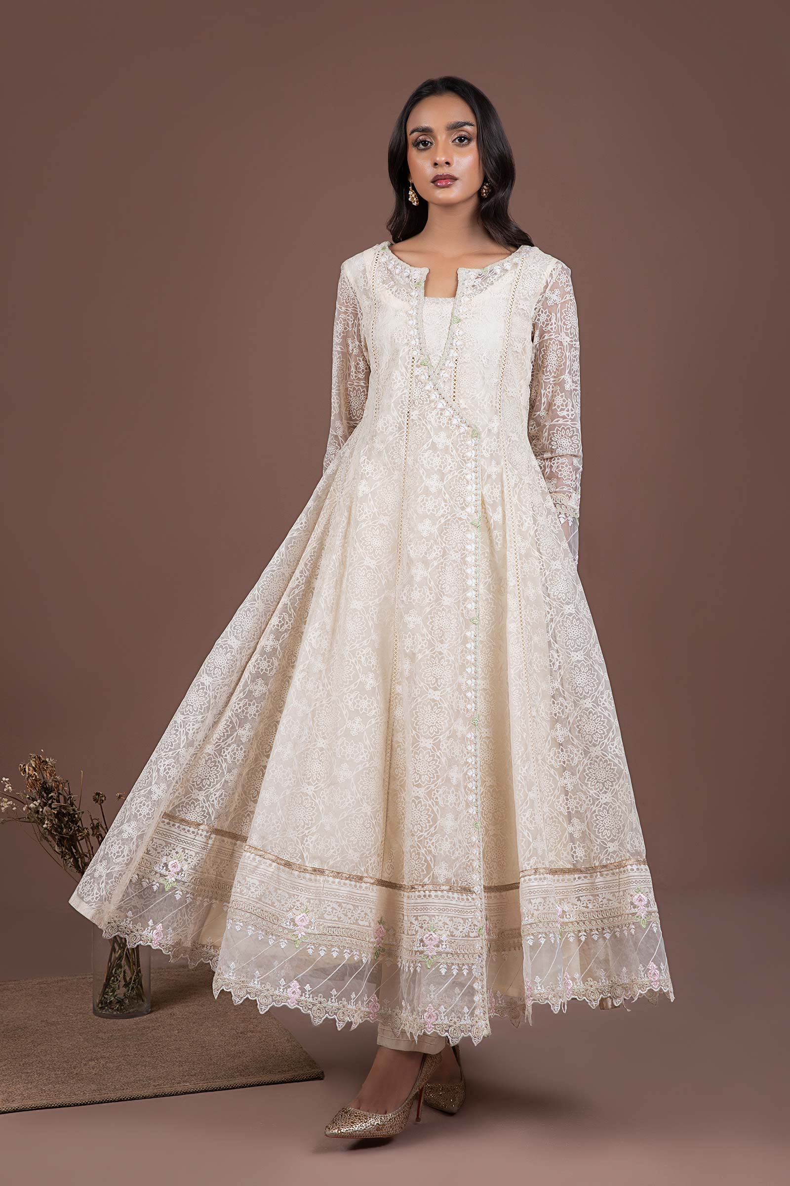 Embroidered Organza Pishwas