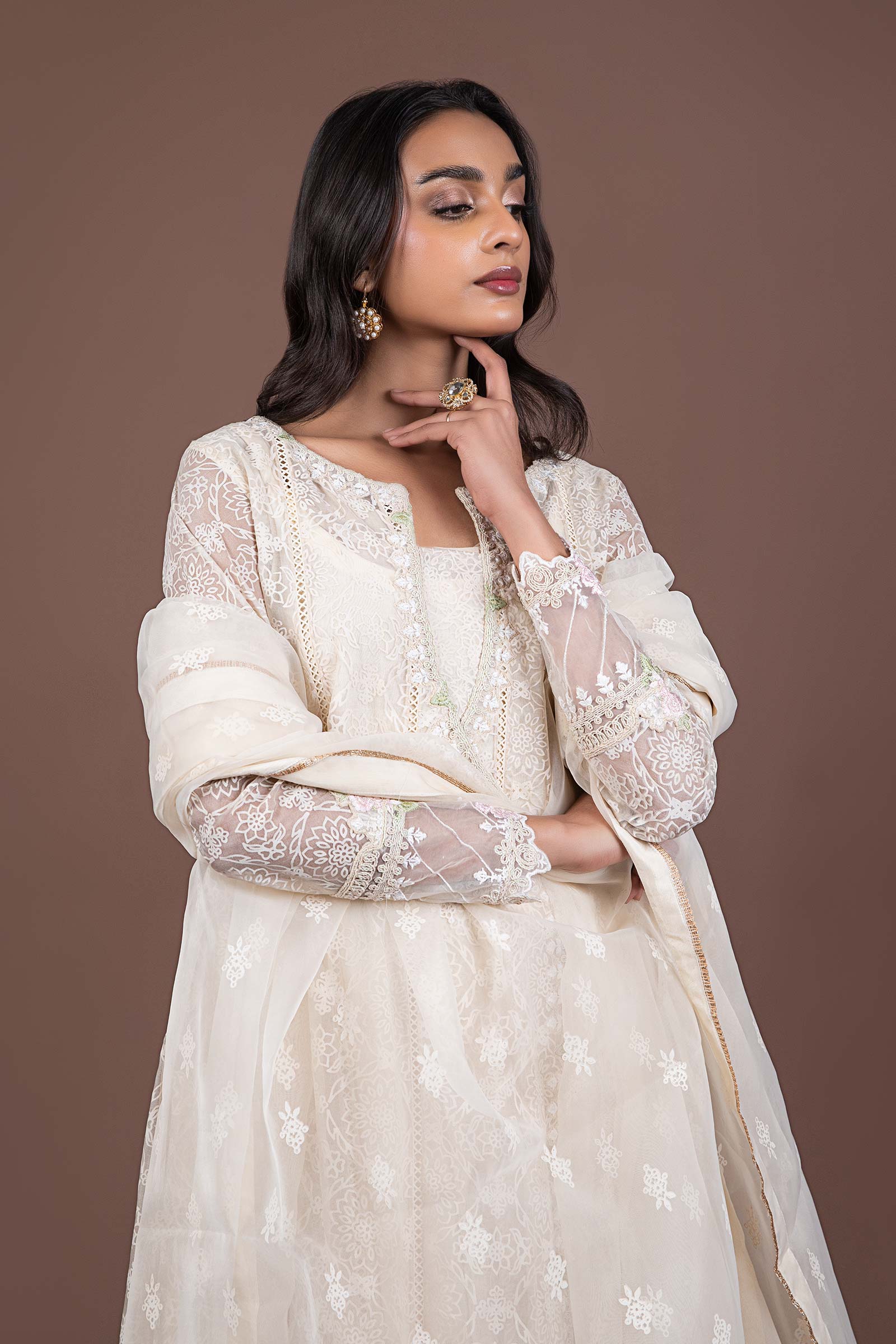 Embroidered Organza Pishwas