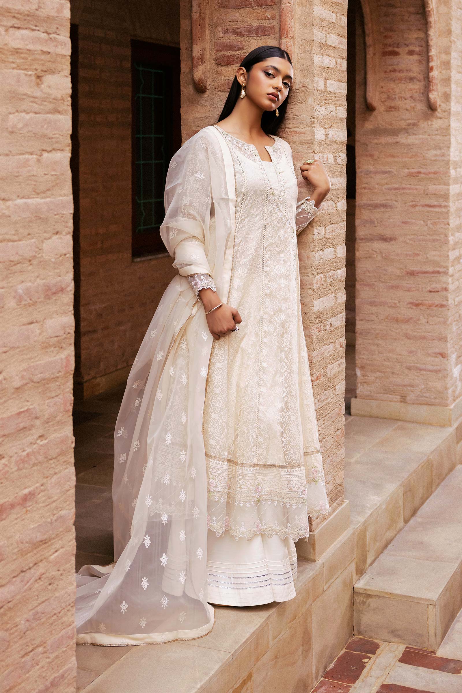 Embroidered Organza Pishwas