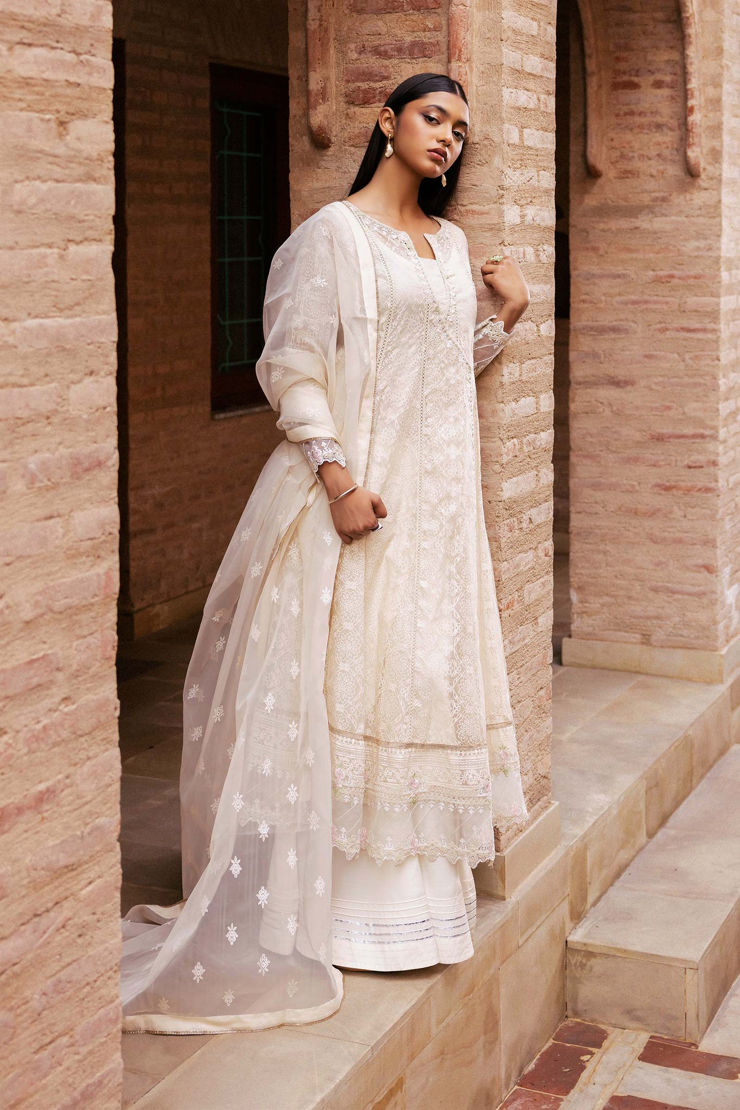 Embroidered Organza Pishwas