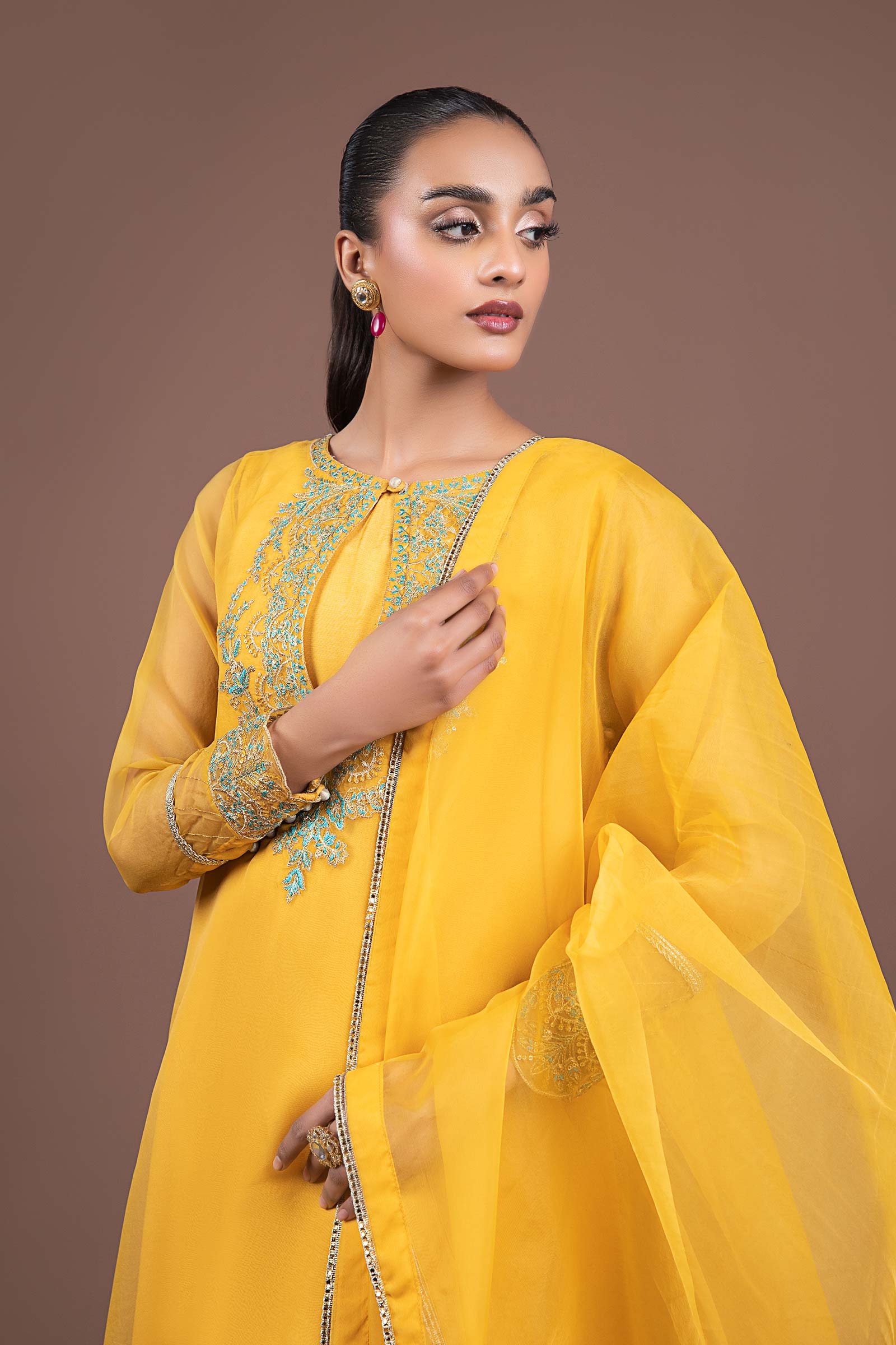 2 Pc Dyed Organza Suit